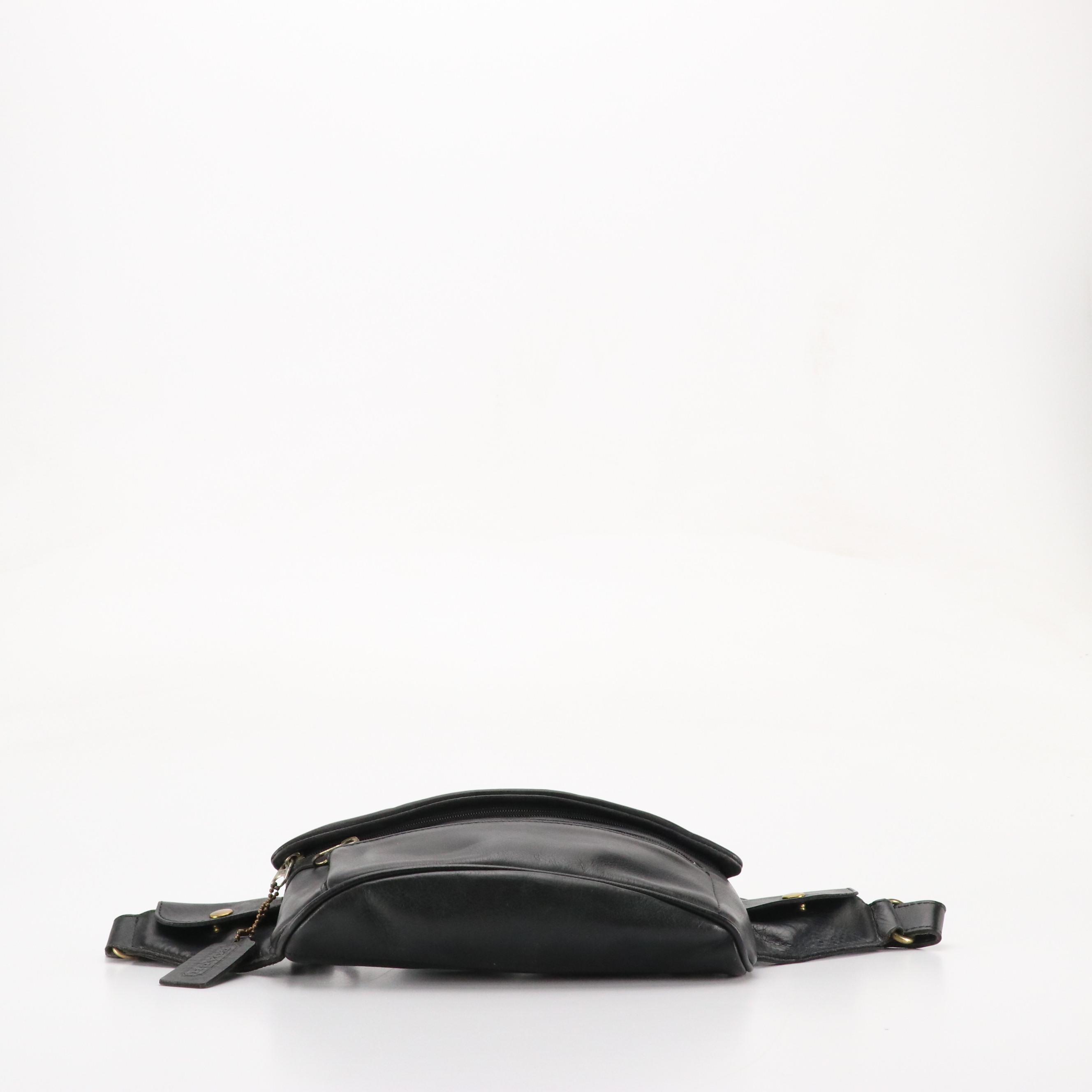 Coach Vintage Black Leather Waist Bag, 1990s