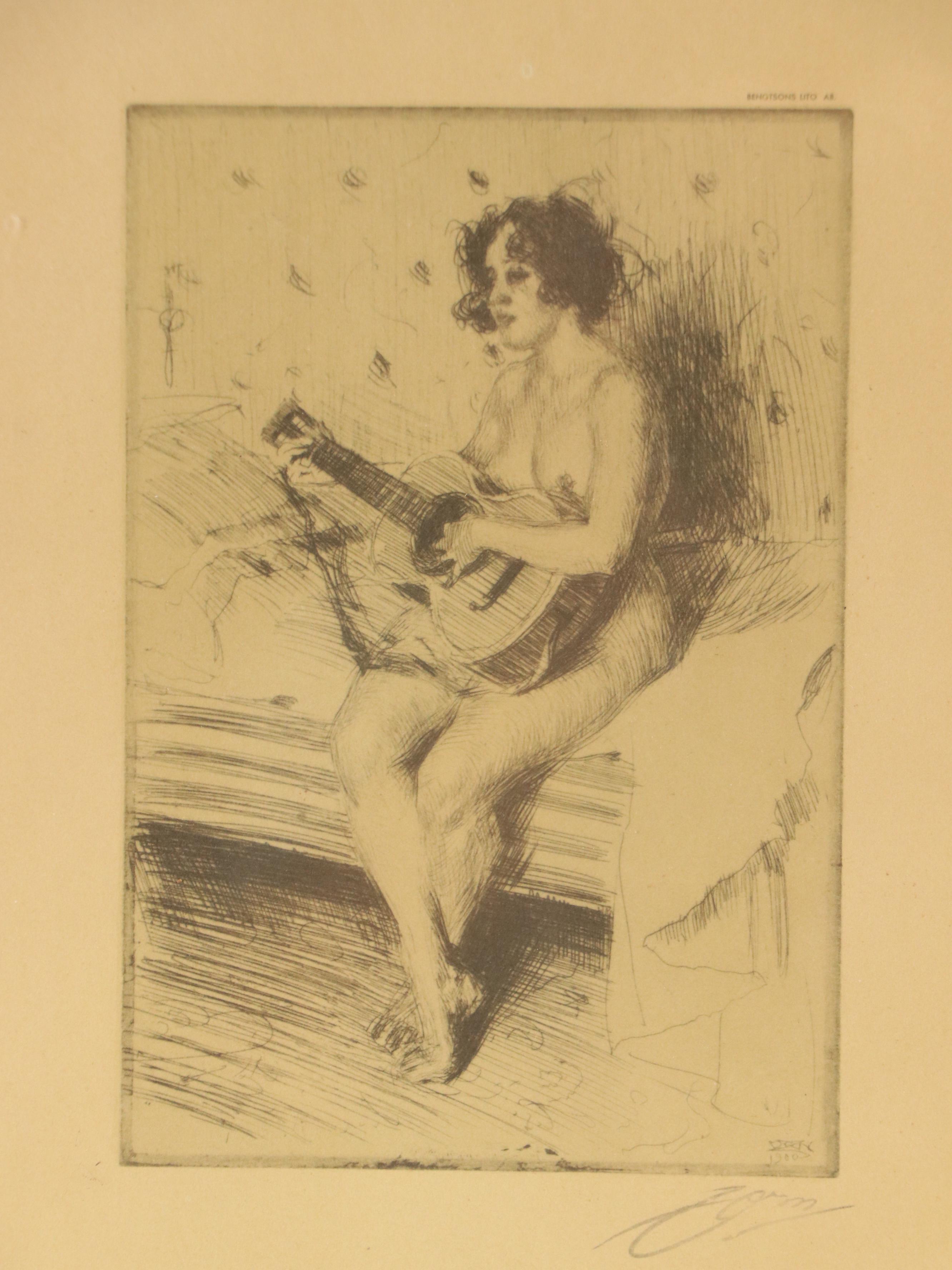 "The Guitar Player" After Anders Zorn