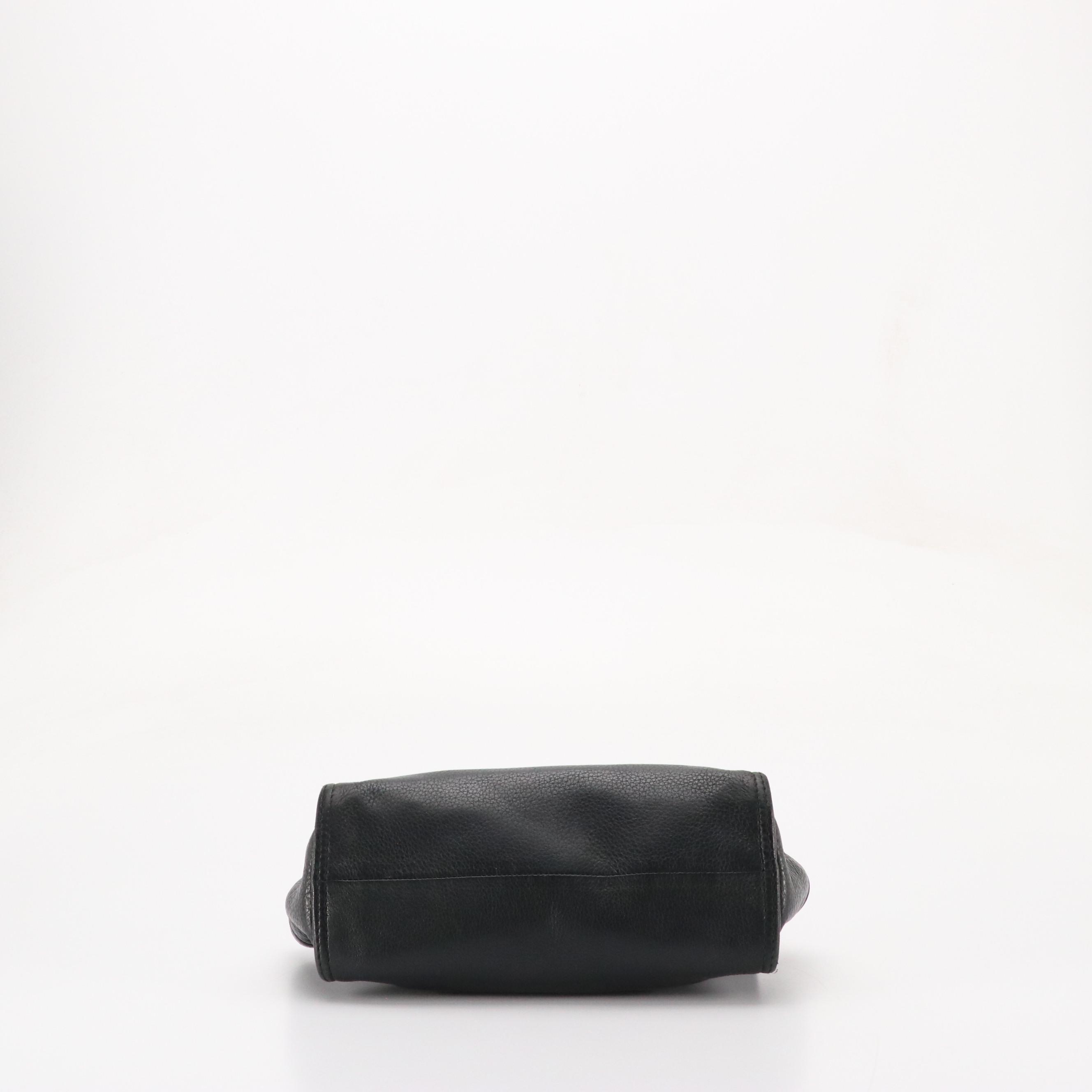 Tory Burch Small Side Pocker Tote in Black Grained Leatehr with Logo