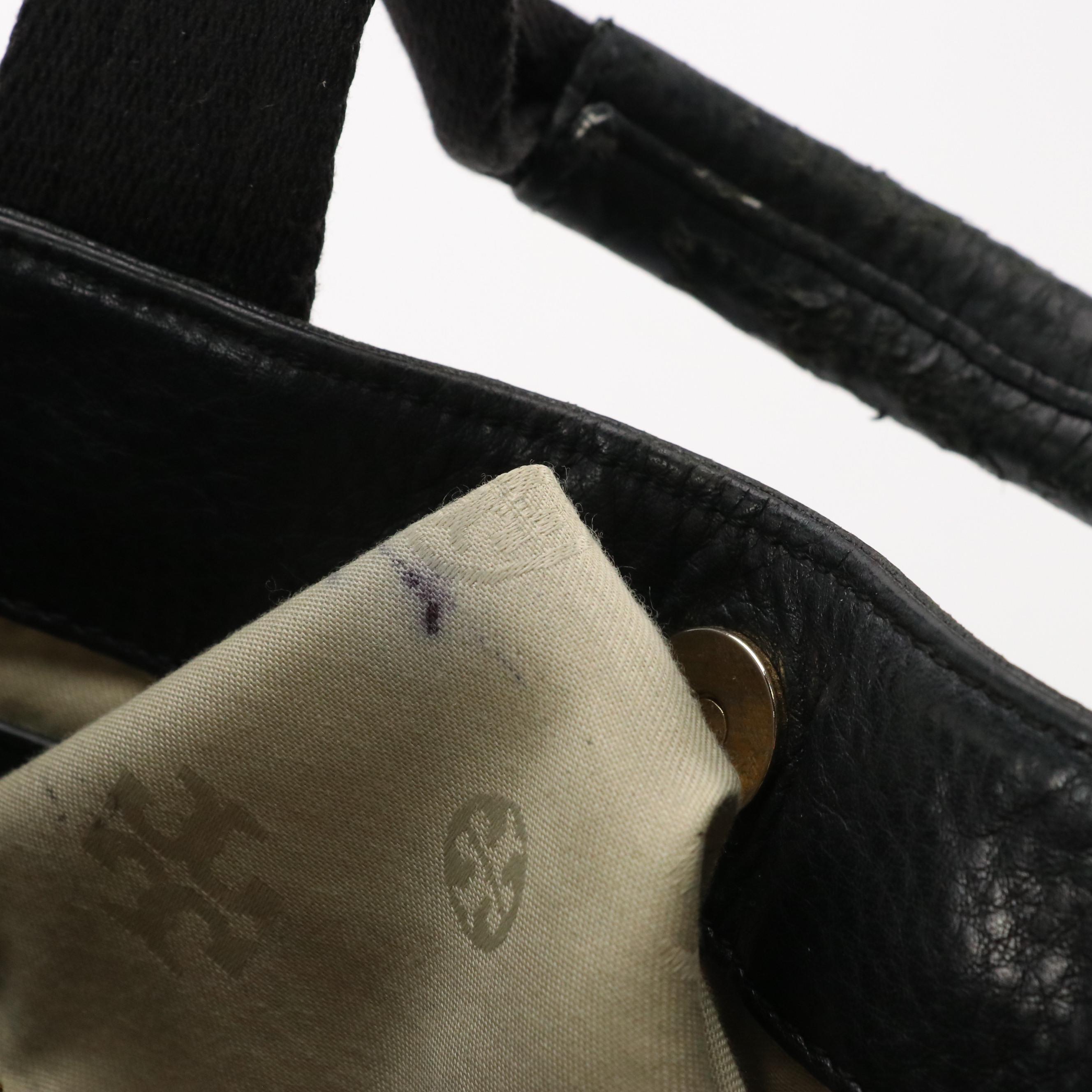 Tory Burch Small Side Pocker Tote in Black Grained Leatehr with Logo