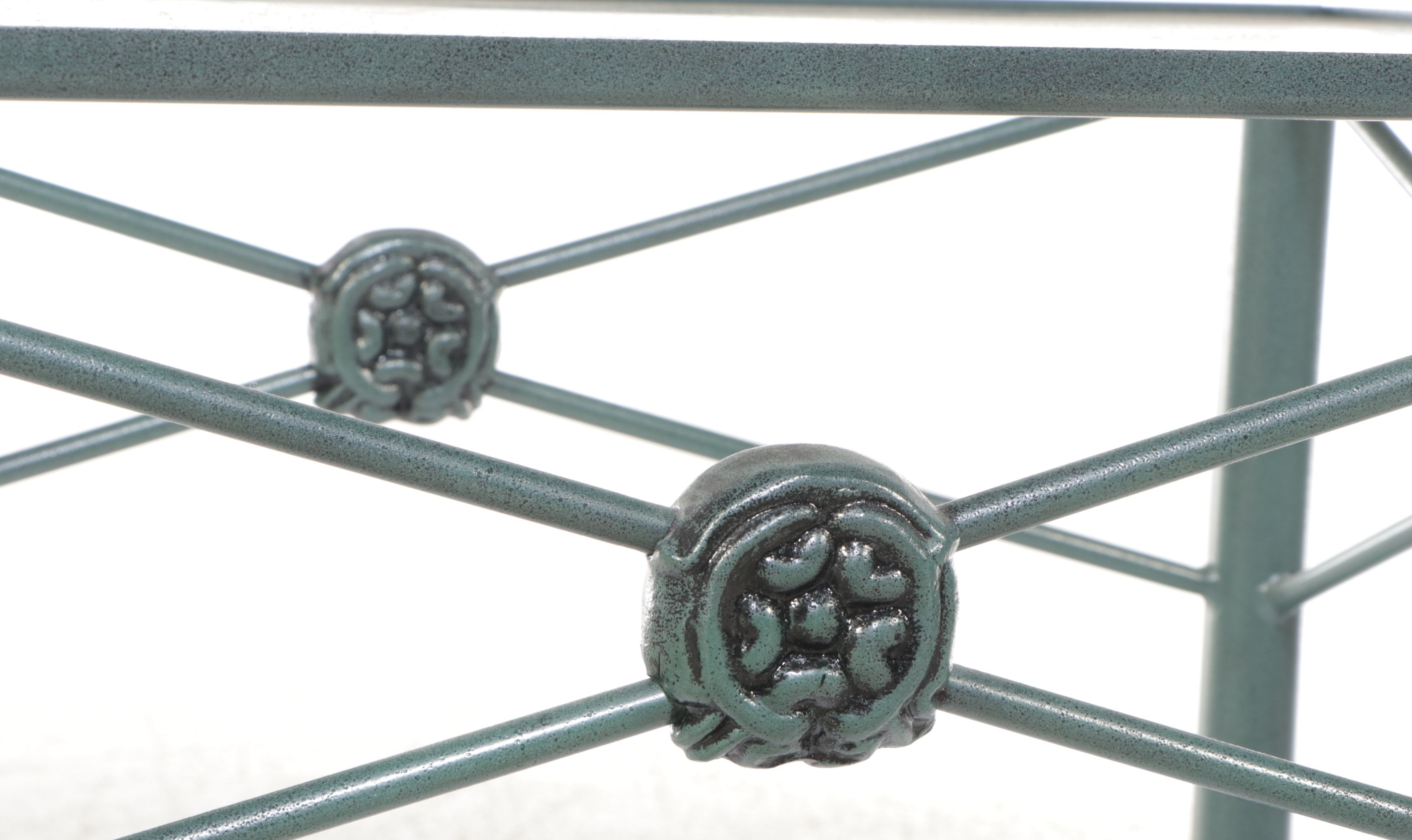 Pair of Wrought Iron Frame End Tables with Glass Tops