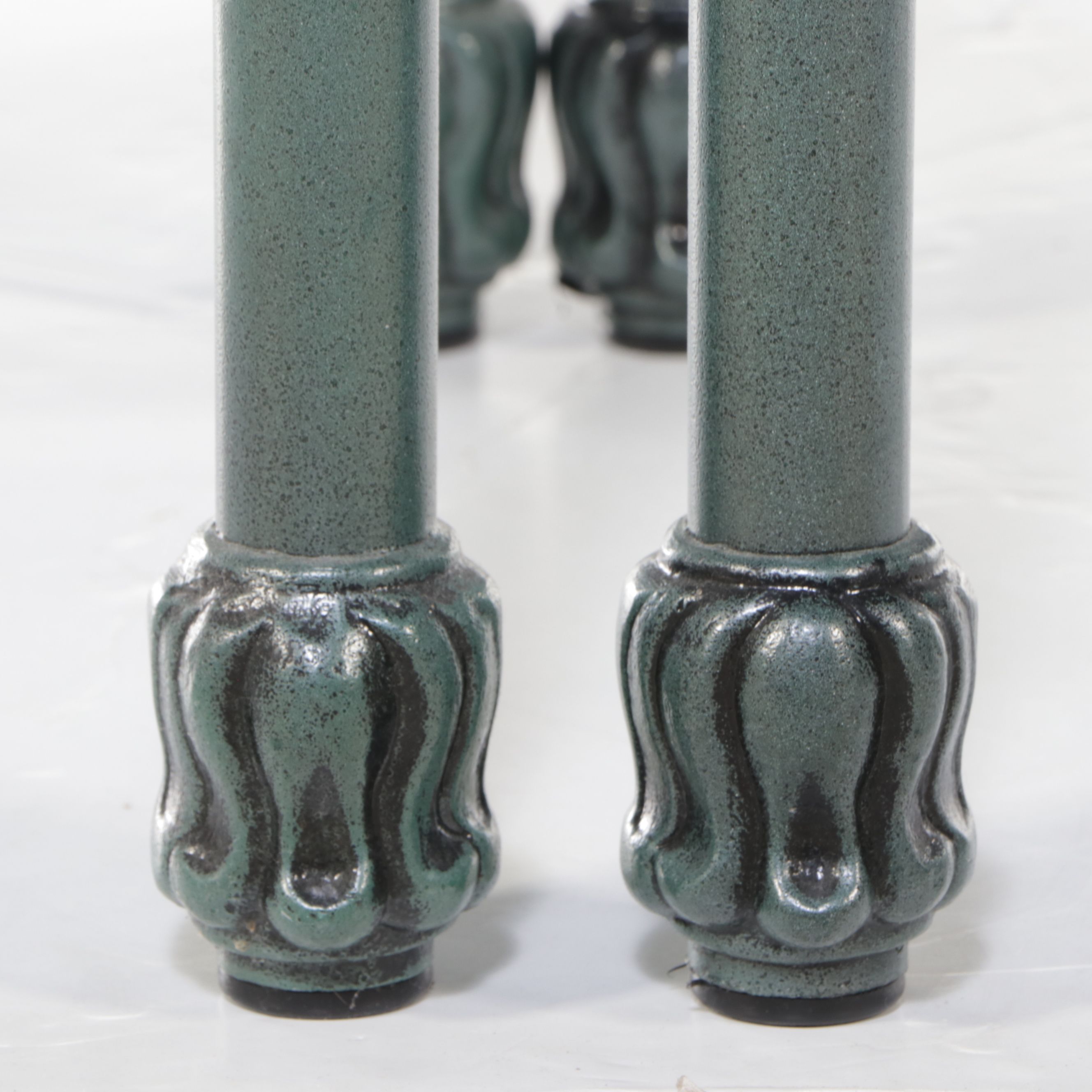 Pair of Wrought Iron Frame End Tables with Glass Tops