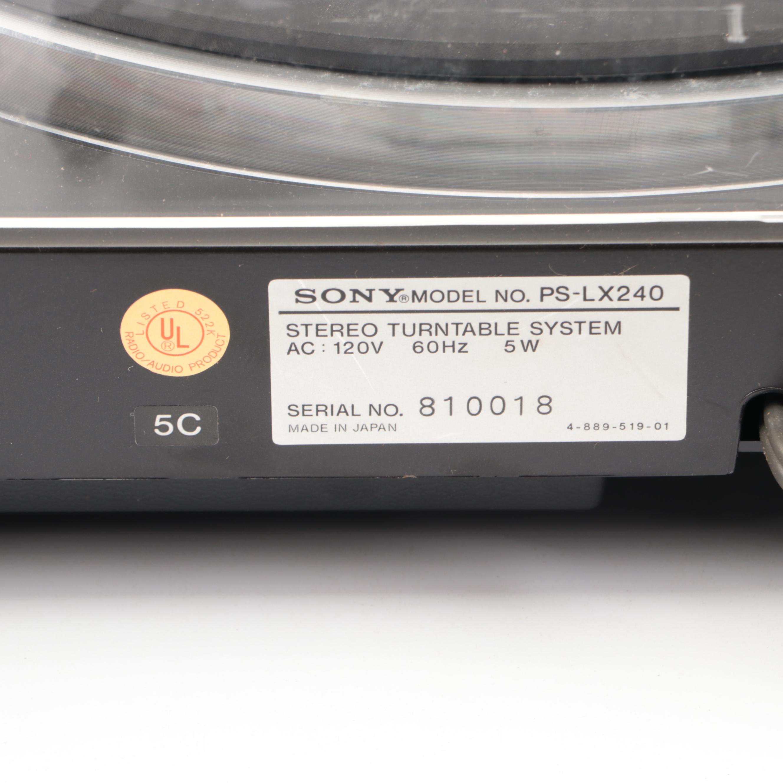 Sony Automatic Stereo Turntable System PS-LX240