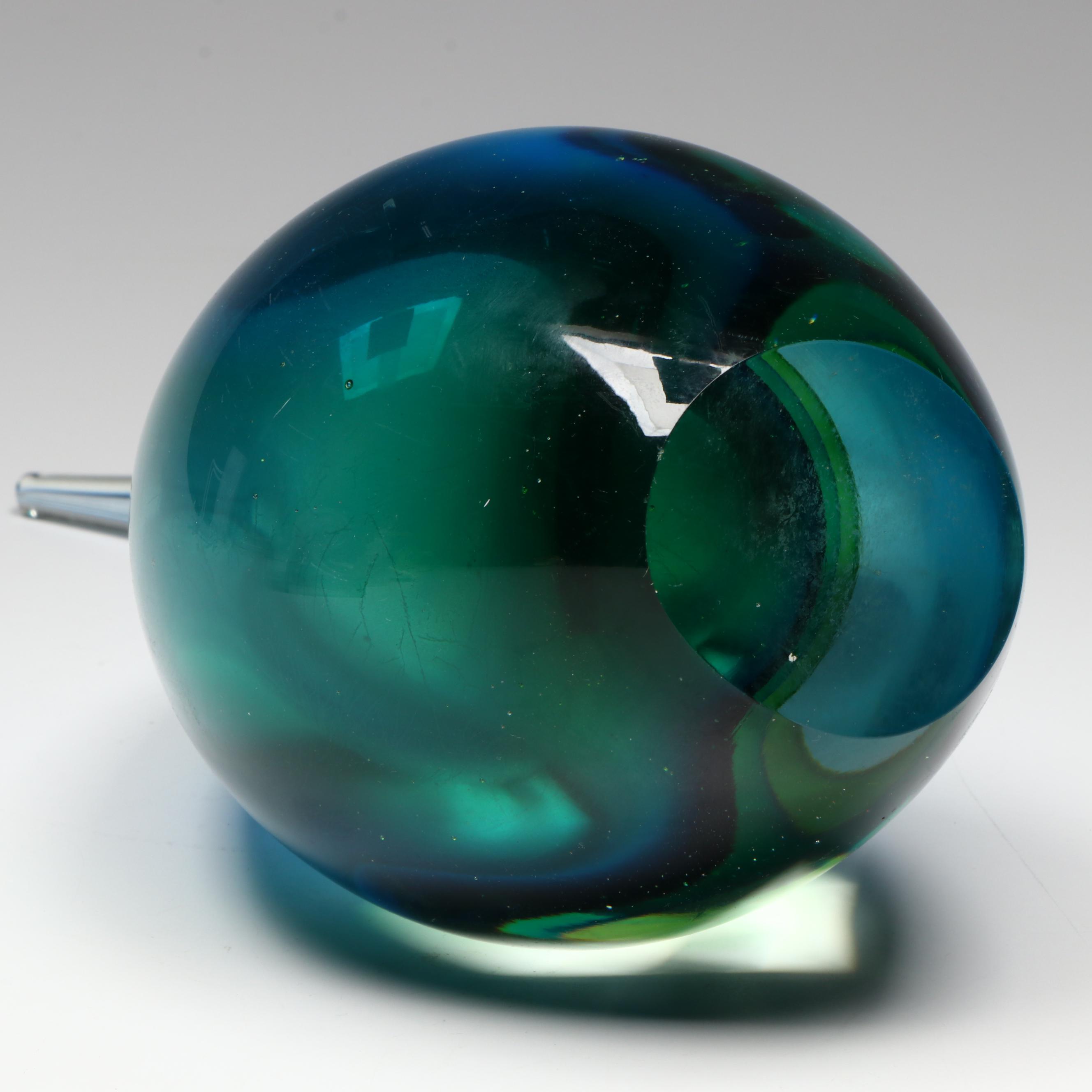 Sommerso Art Glass Teardrop Sculpture, Manner of Flavio Poli