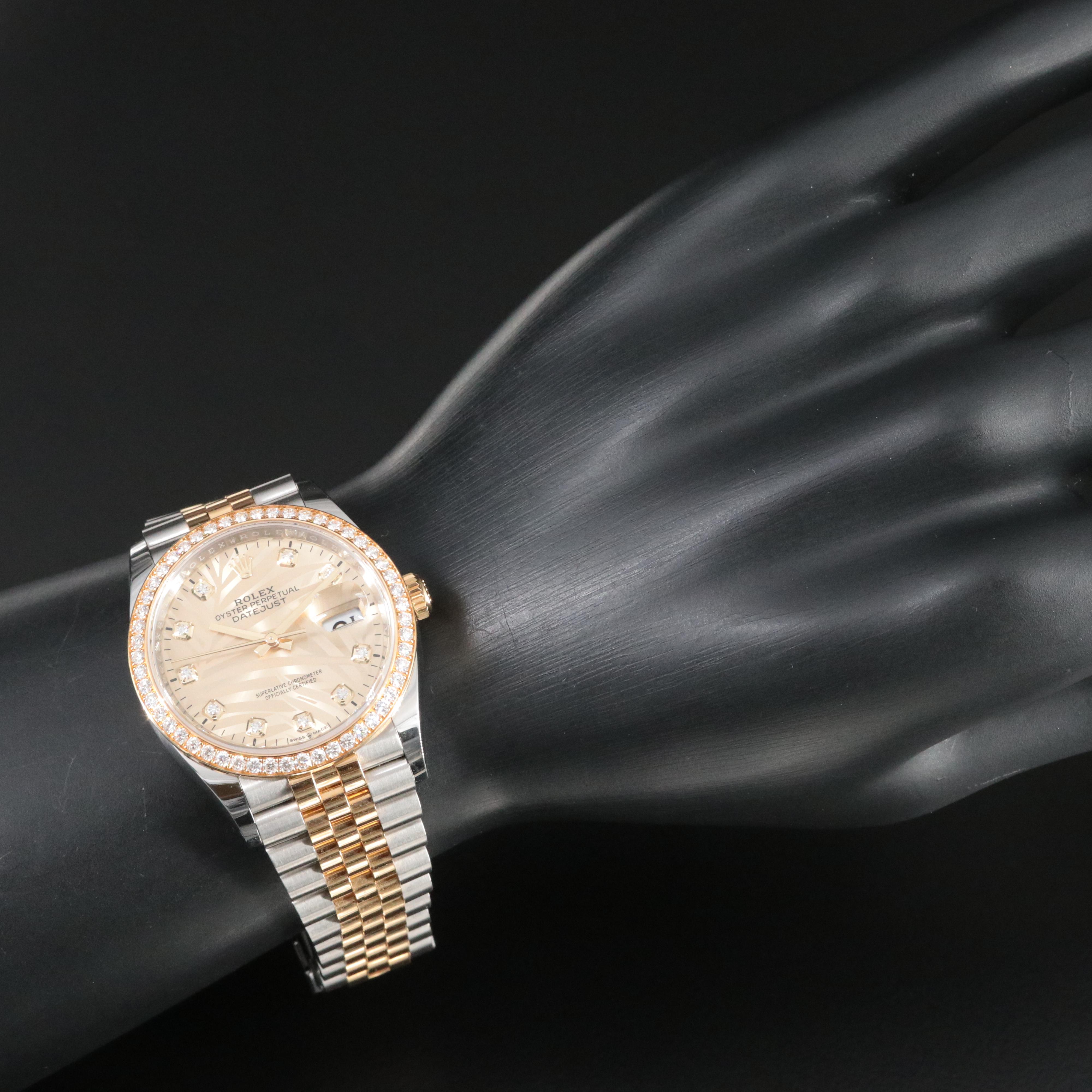 Rolex Datejust 36 Factory Diamonds Palm Motif Model 126283 Watch