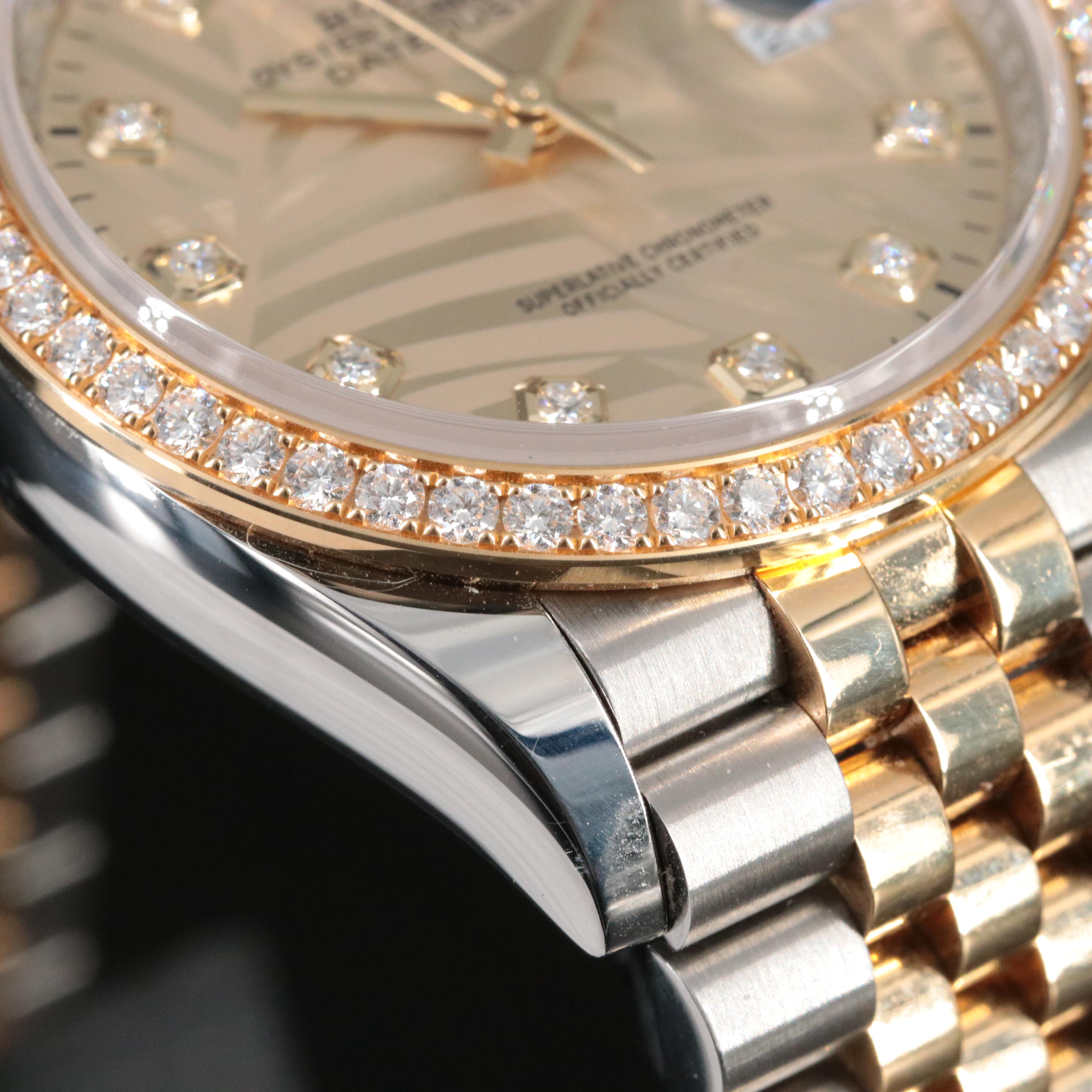 Rolex Datejust 36 Factory Diamonds Palm Motif Model 126283 Watch