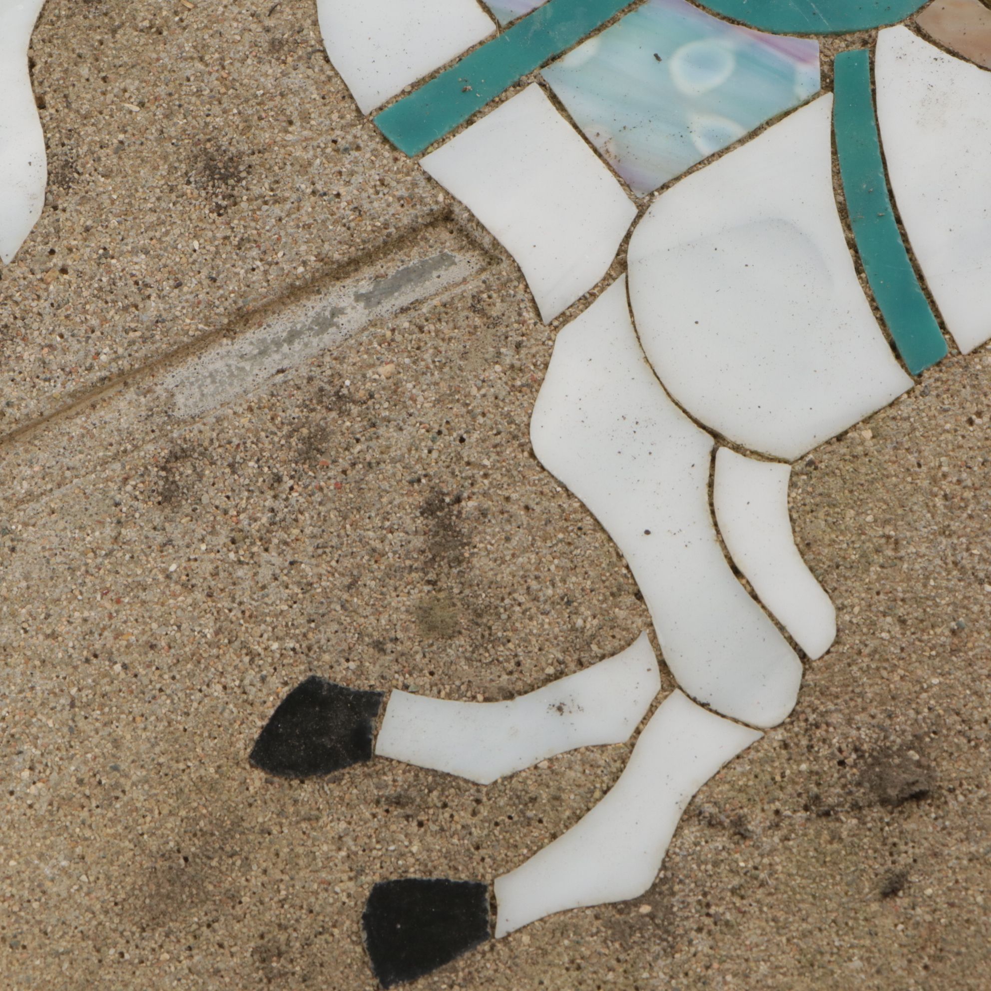 Mosaic Stained Glass Carousel Horse in Concrete Garden Tile