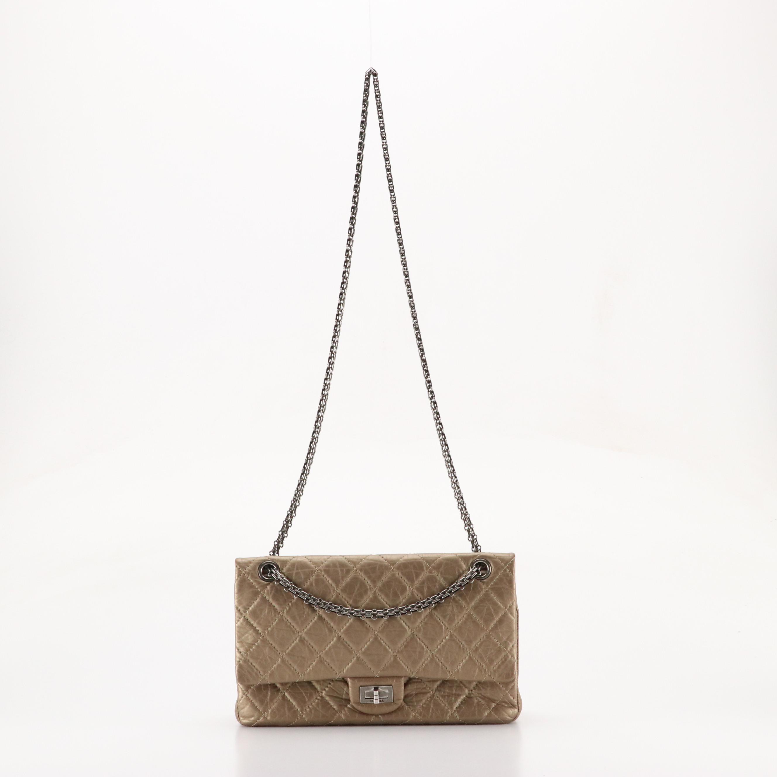 Chanel 2.55 Reissue Mademoiselle Flap Bag in Bronze Metallic Crinkled Calfskin