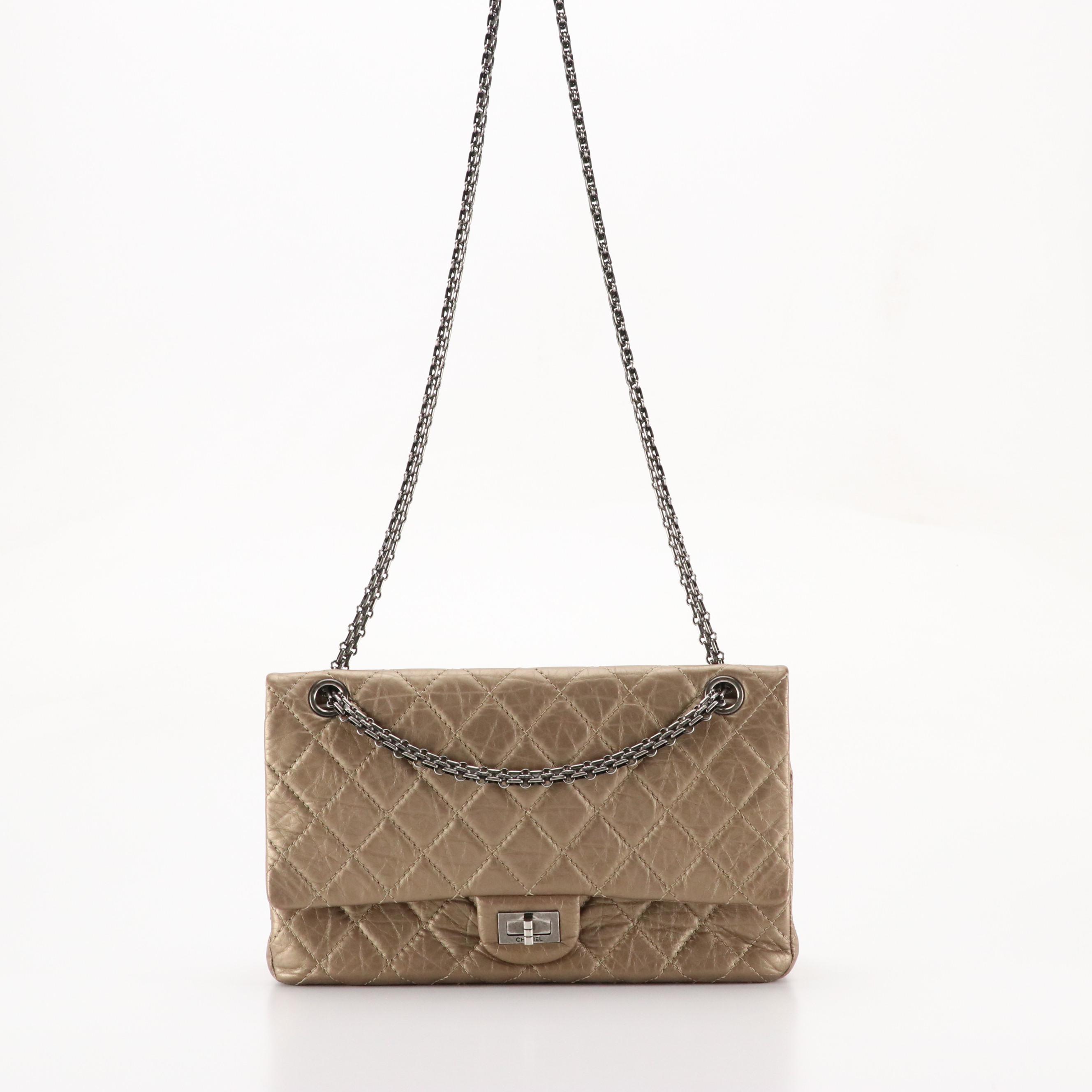Chanel 2.55 Reissue Mademoiselle Flap Bag in Bronze Metallic Crinkled Calfskin