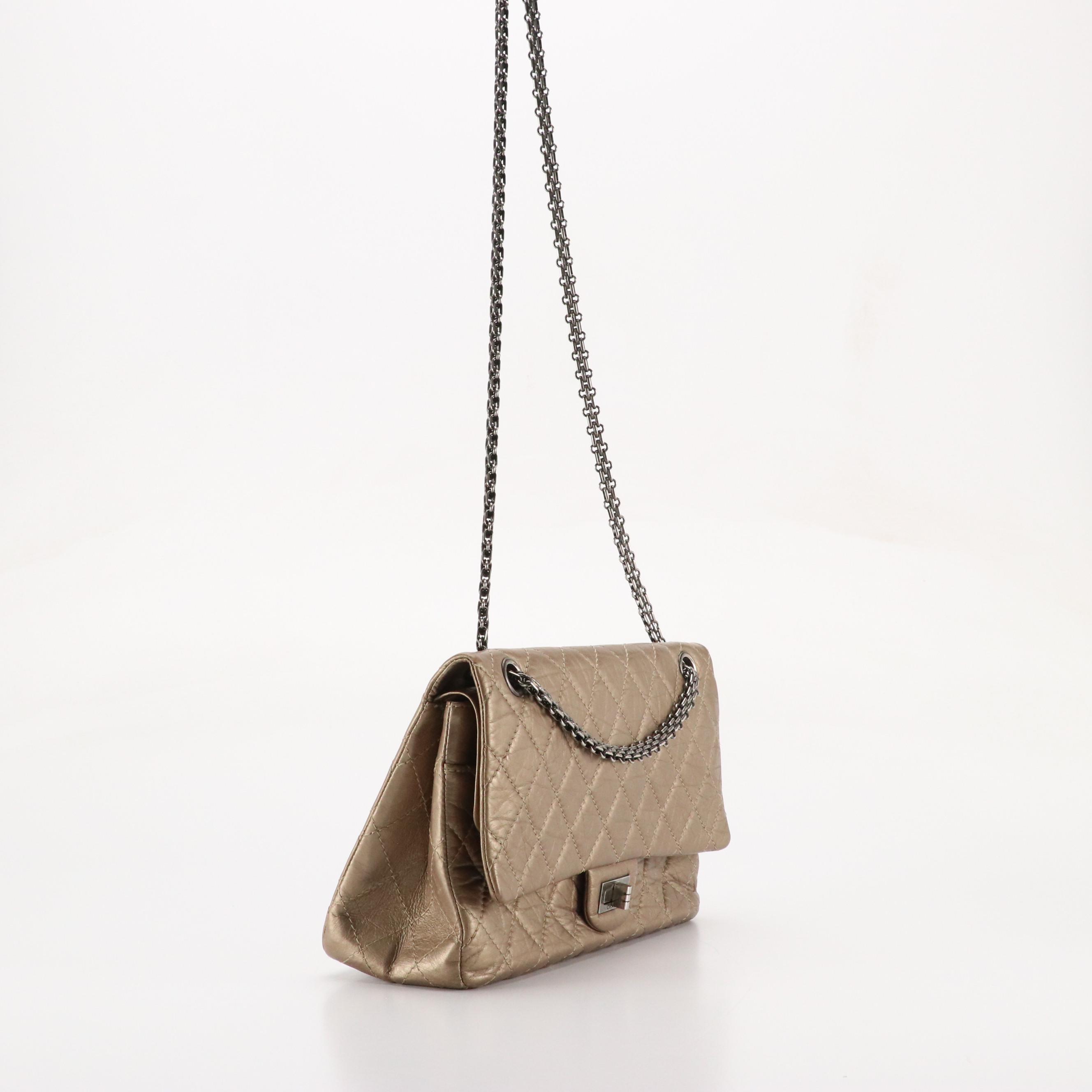 Chanel 2.55 Reissue Mademoiselle Flap Bag in Bronze Metallic Crinkled Calfskin