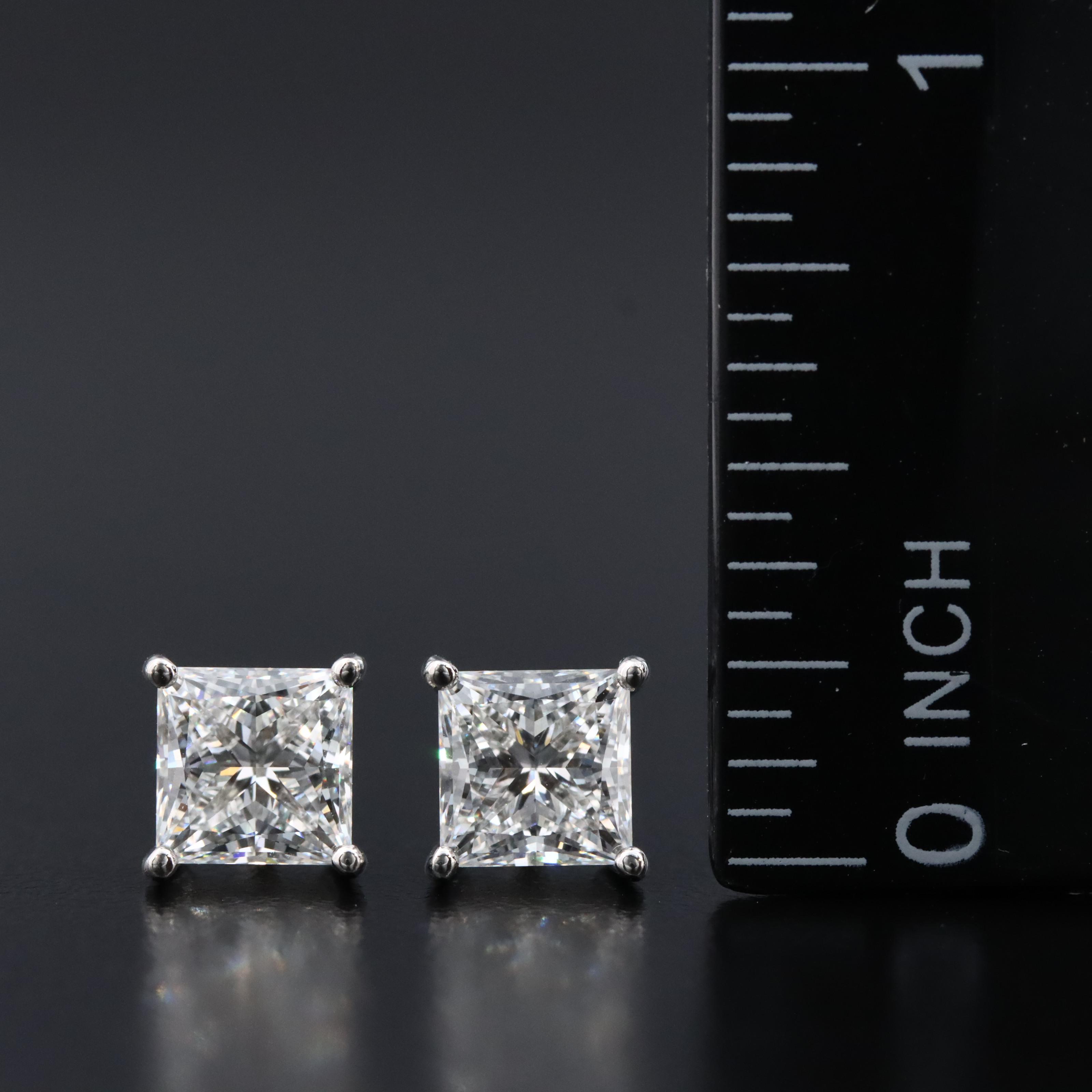 Platinum 3.07 CTW Lab Grown Diamond Stud Earring with IGI Reports