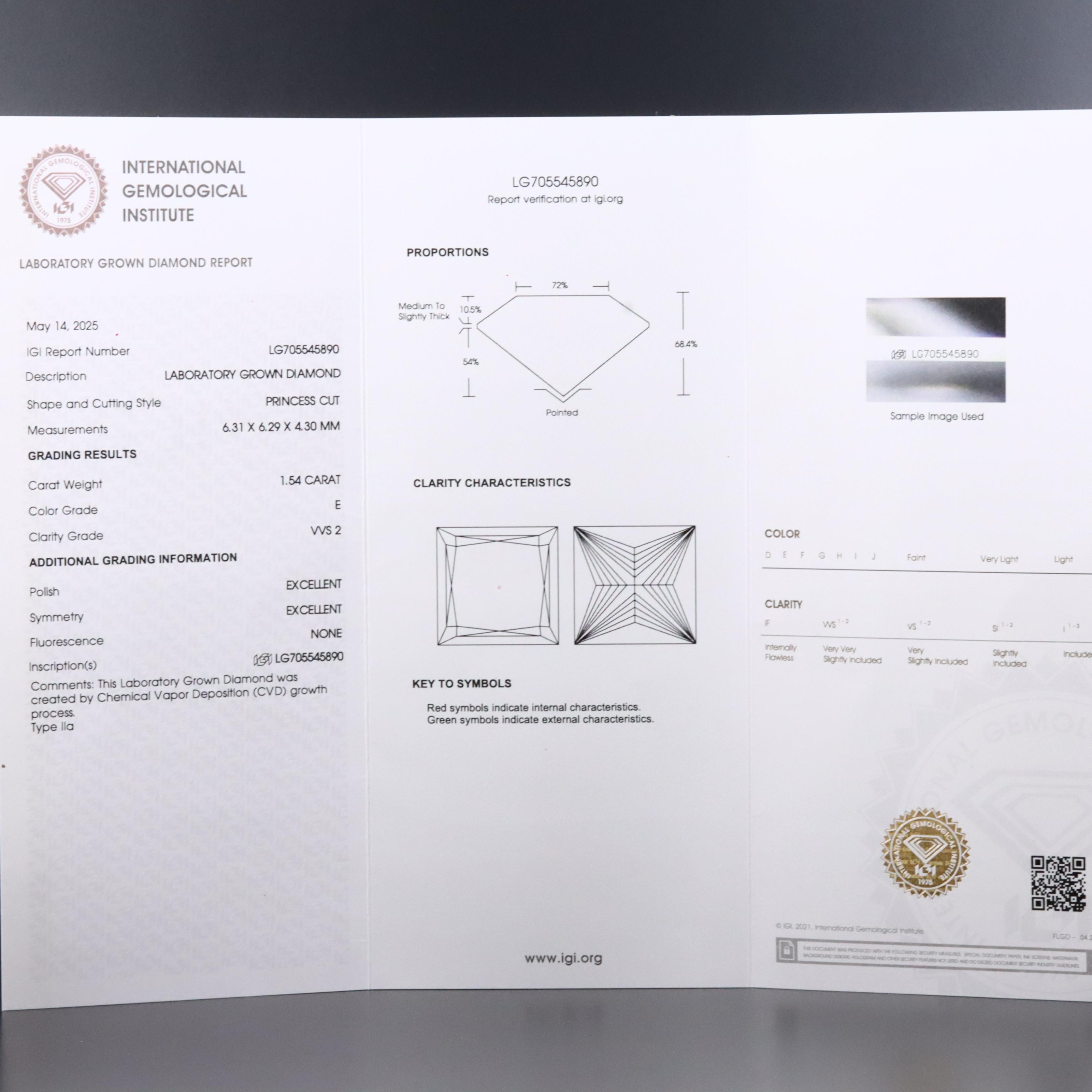 Platinum 3.07 CTW Lab Grown Diamond Stud Earring with IGI Reports
