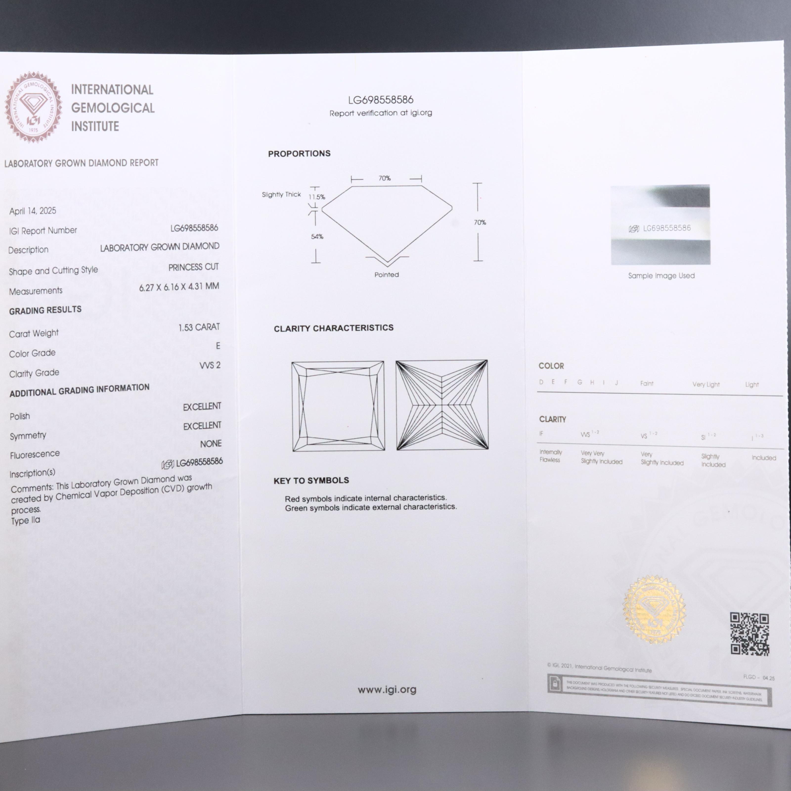 Platinum 3.07 CTW Lab Grown Diamond Stud Earring with IGI Reports