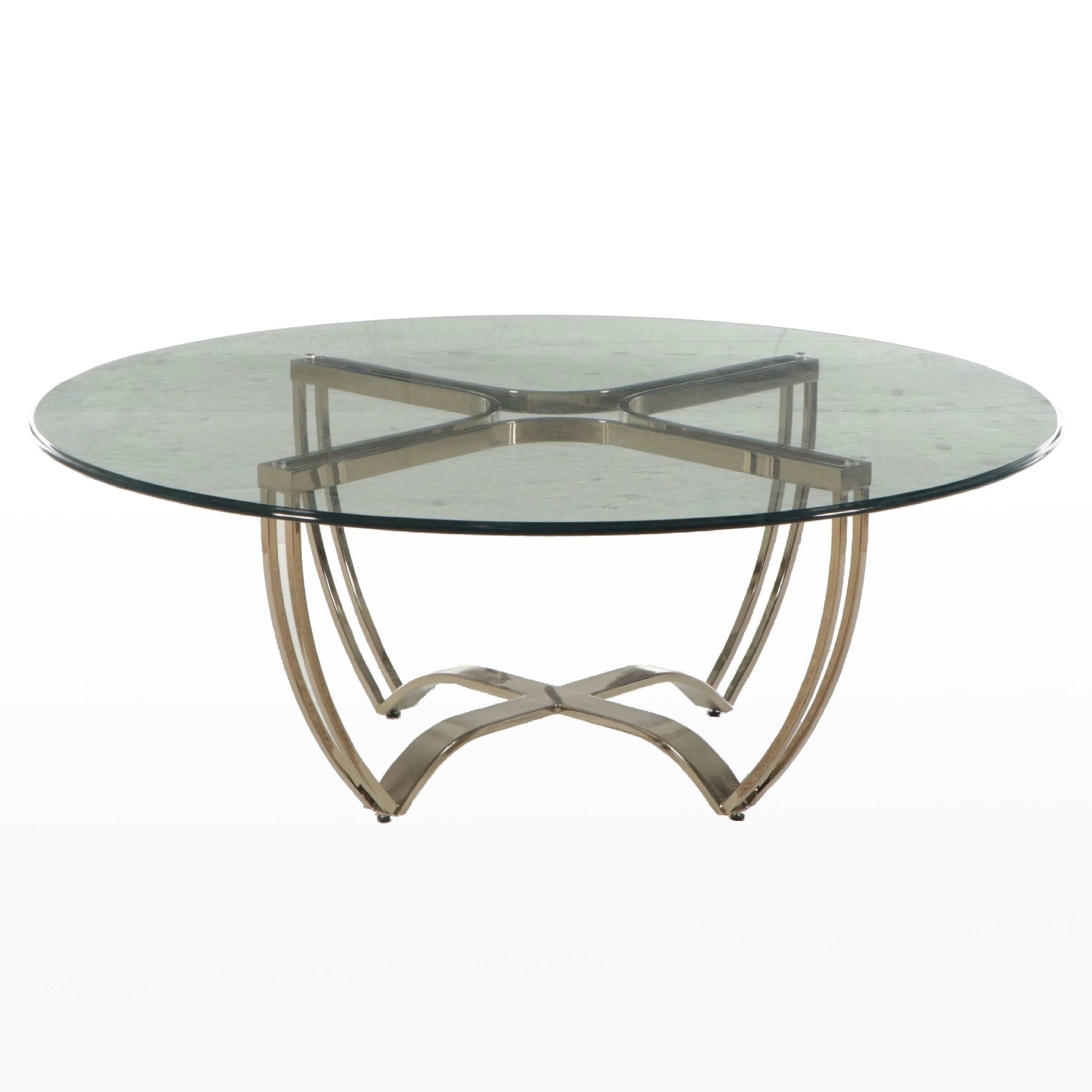 Modern Circular Glass Top Coffee Table