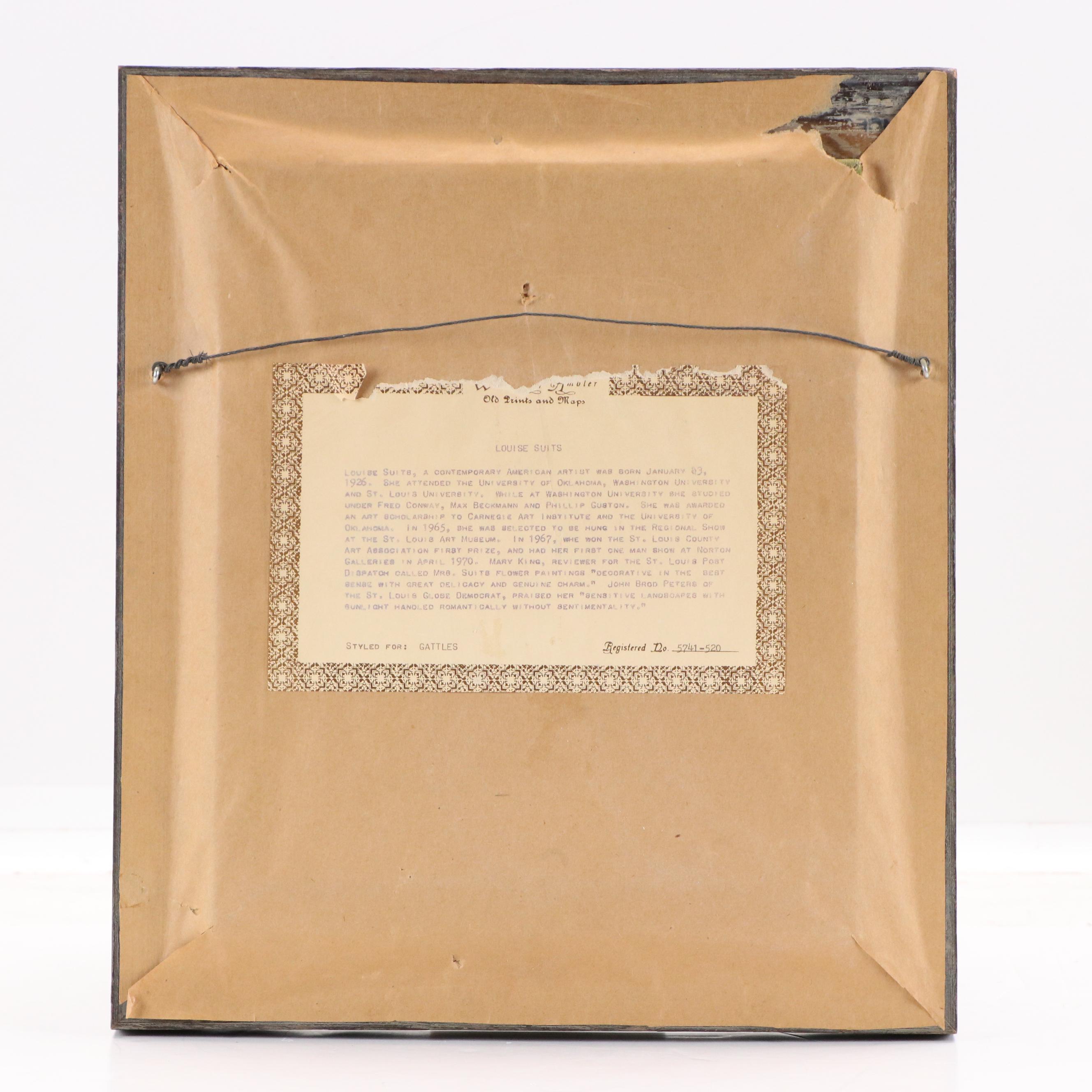 Louise Suits Acrylic Painting of Mushrooms and Dandelions, Late 20th Century