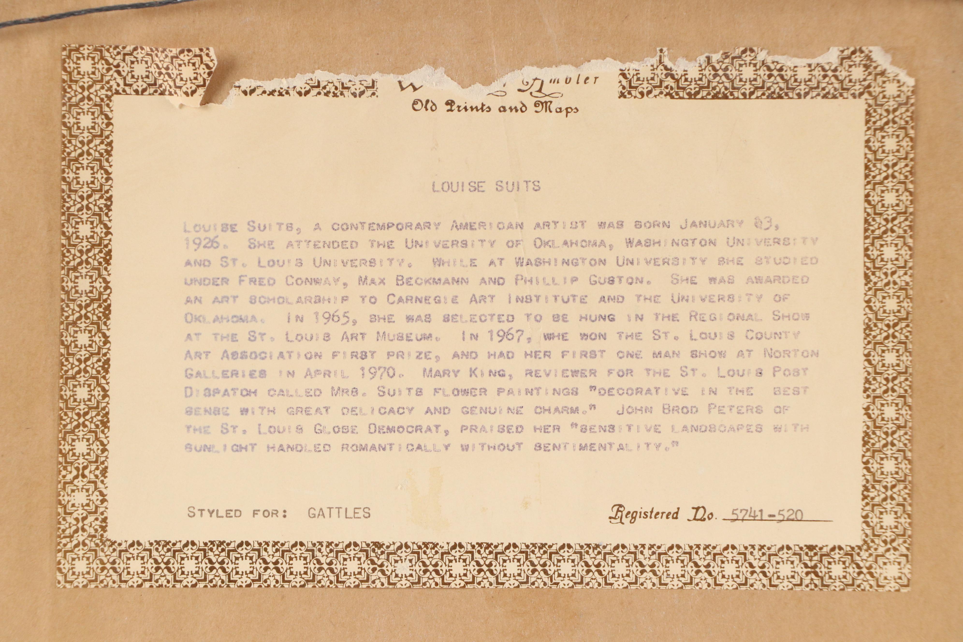 Louise Suits Acrylic Painting of Mushrooms and Dandelions, Late 20th Century