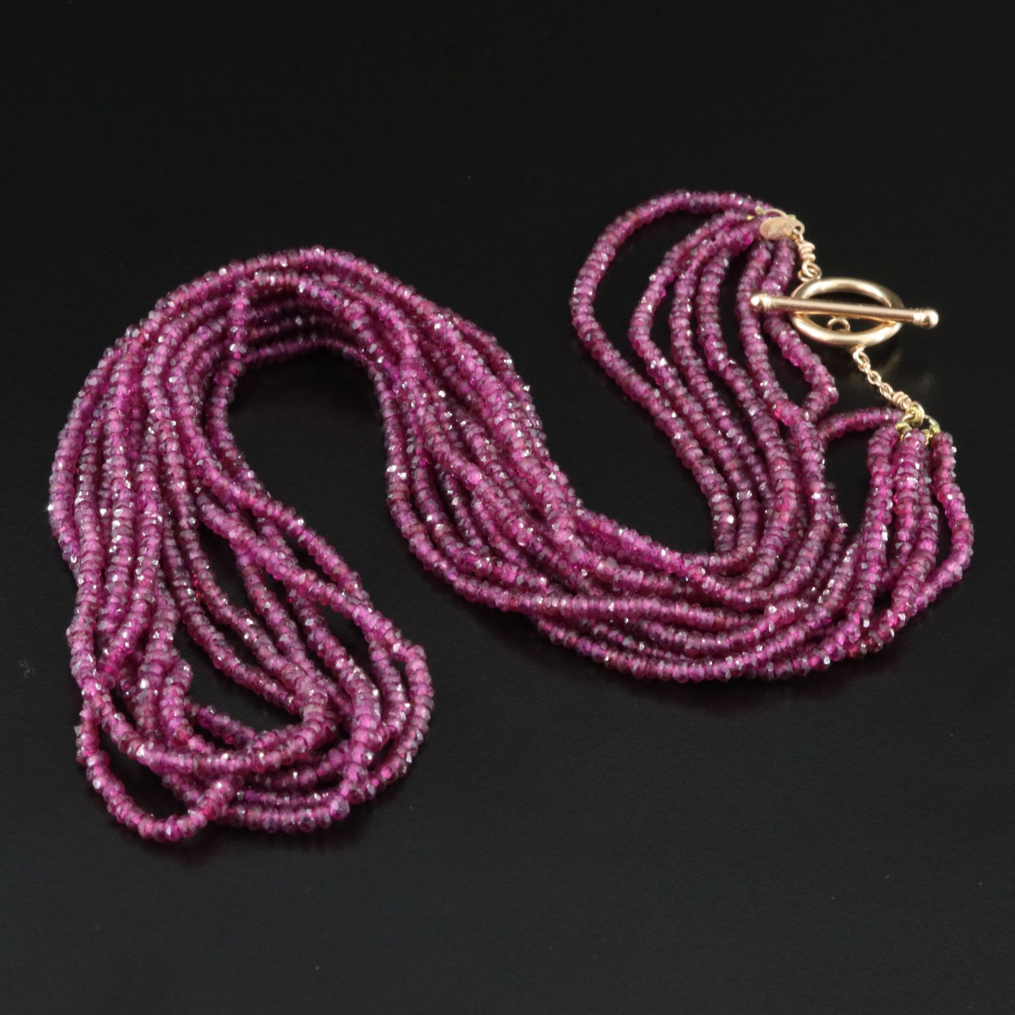 Rhodolite Garnet Torsade with 14K Clasp
