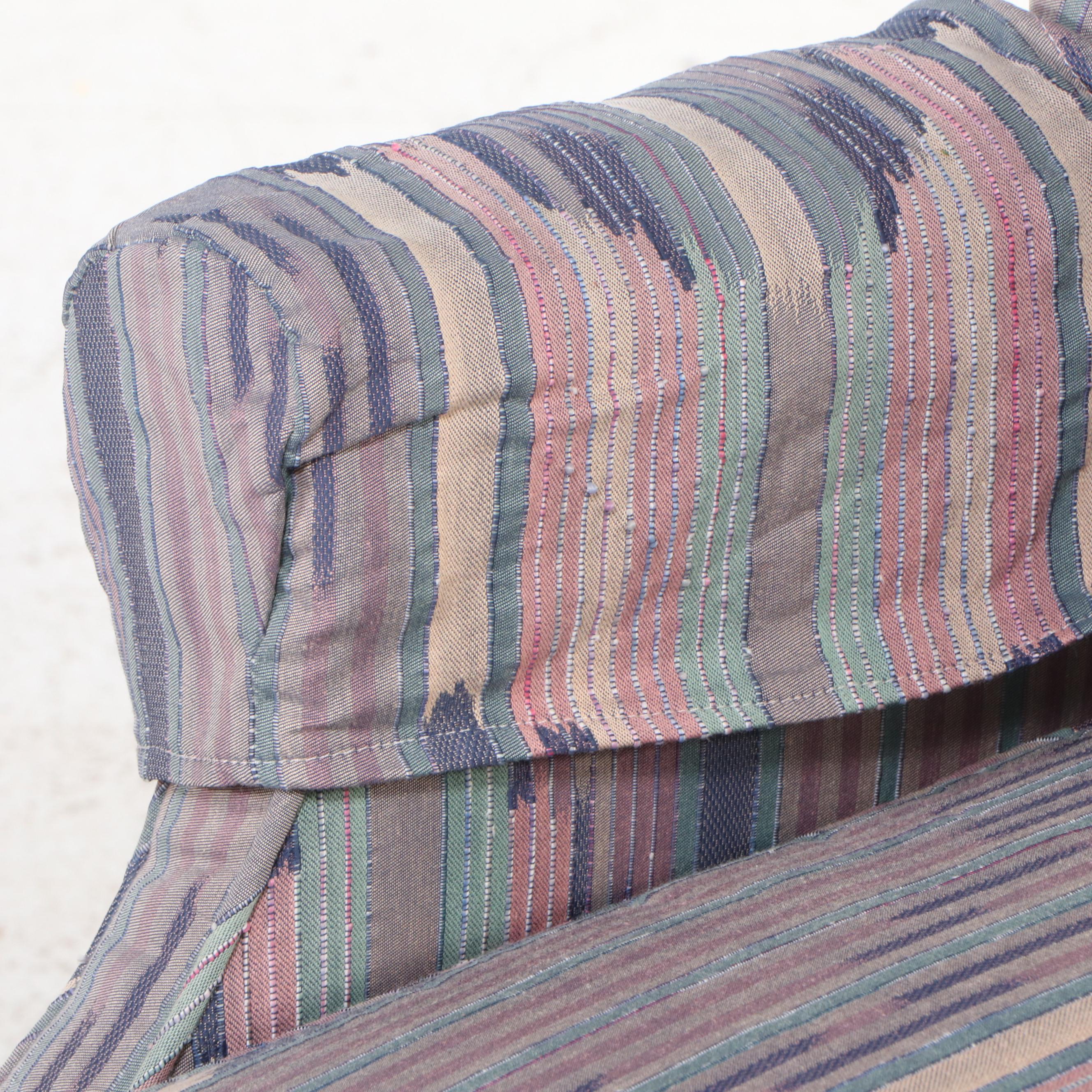 Lee Furniture Upholstered Armchair with Ottoman, Late 20th Century