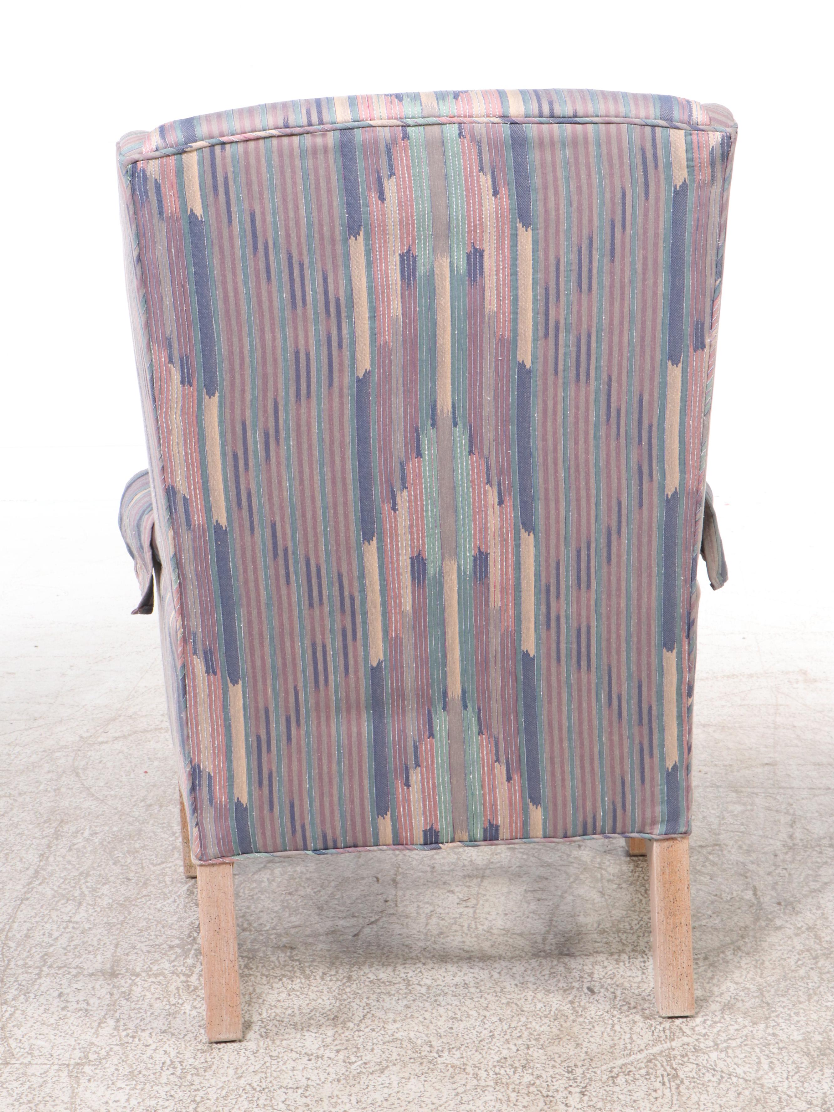 Lee Furniture Upholstered Armchair with Ottoman, Late 20th Century