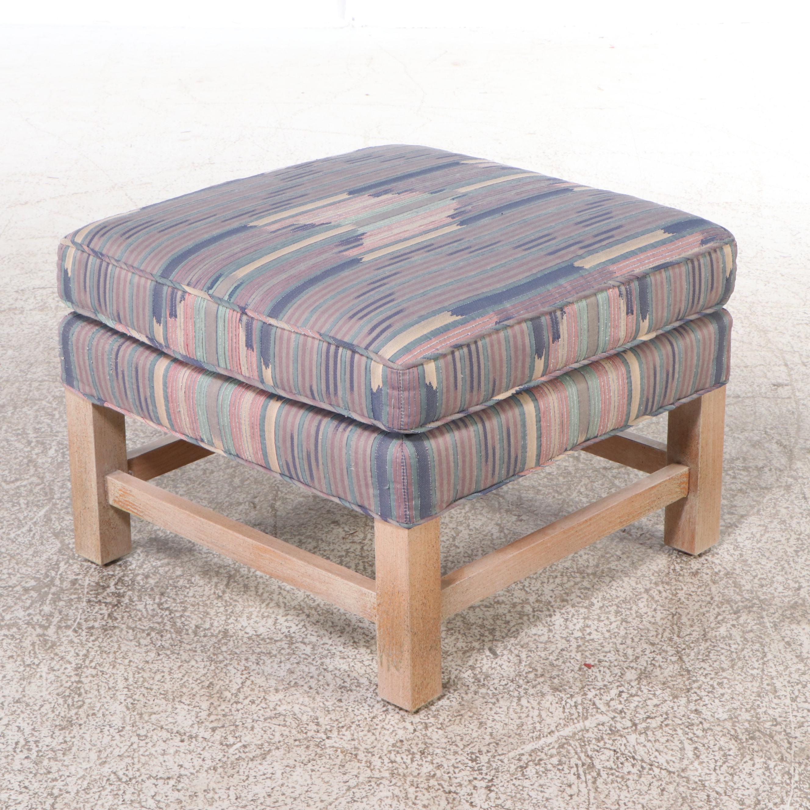 Lee Furniture Upholstered Armchair with Ottoman, Late 20th Century