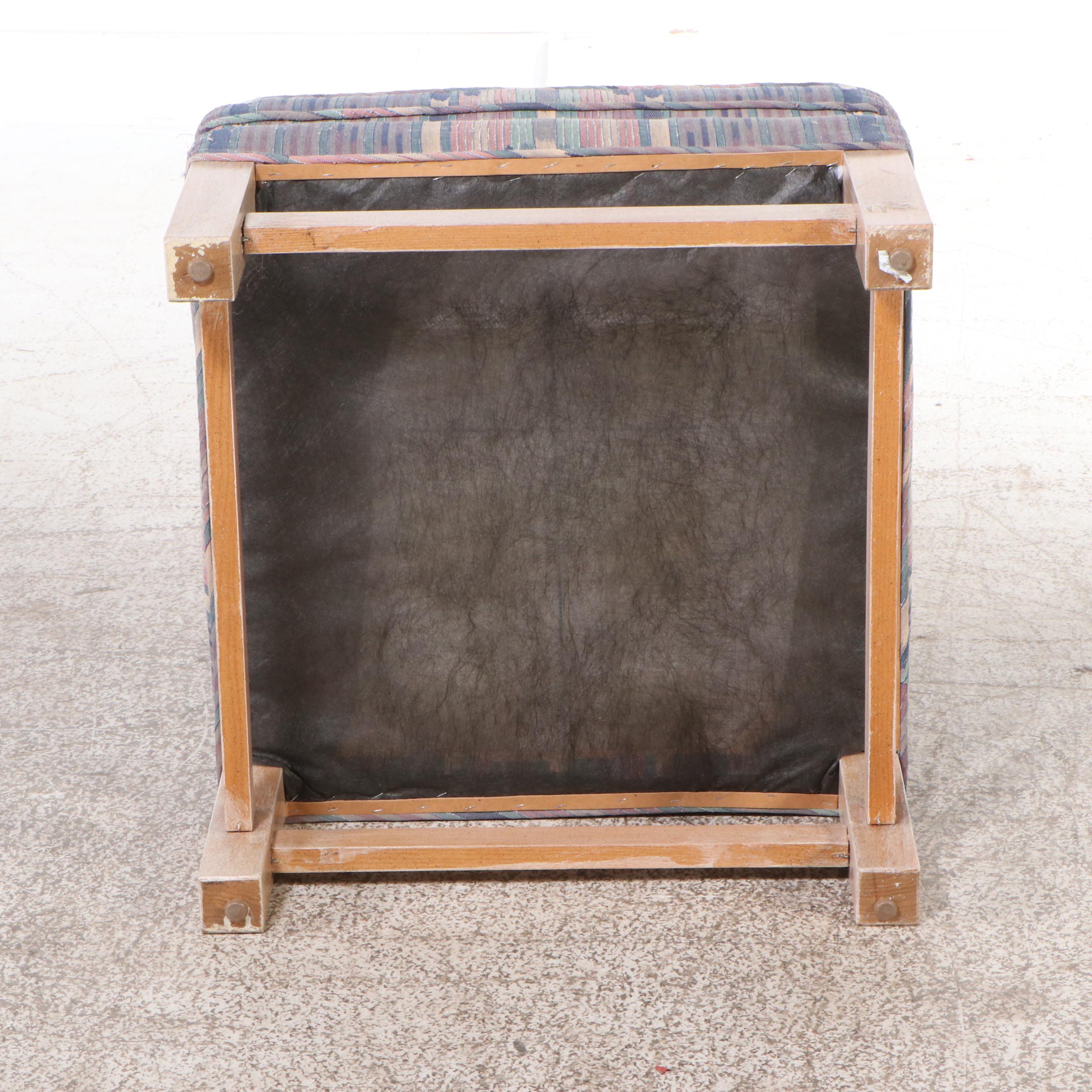 Lee Furniture Upholstered Armchair with Ottoman, Late 20th Century