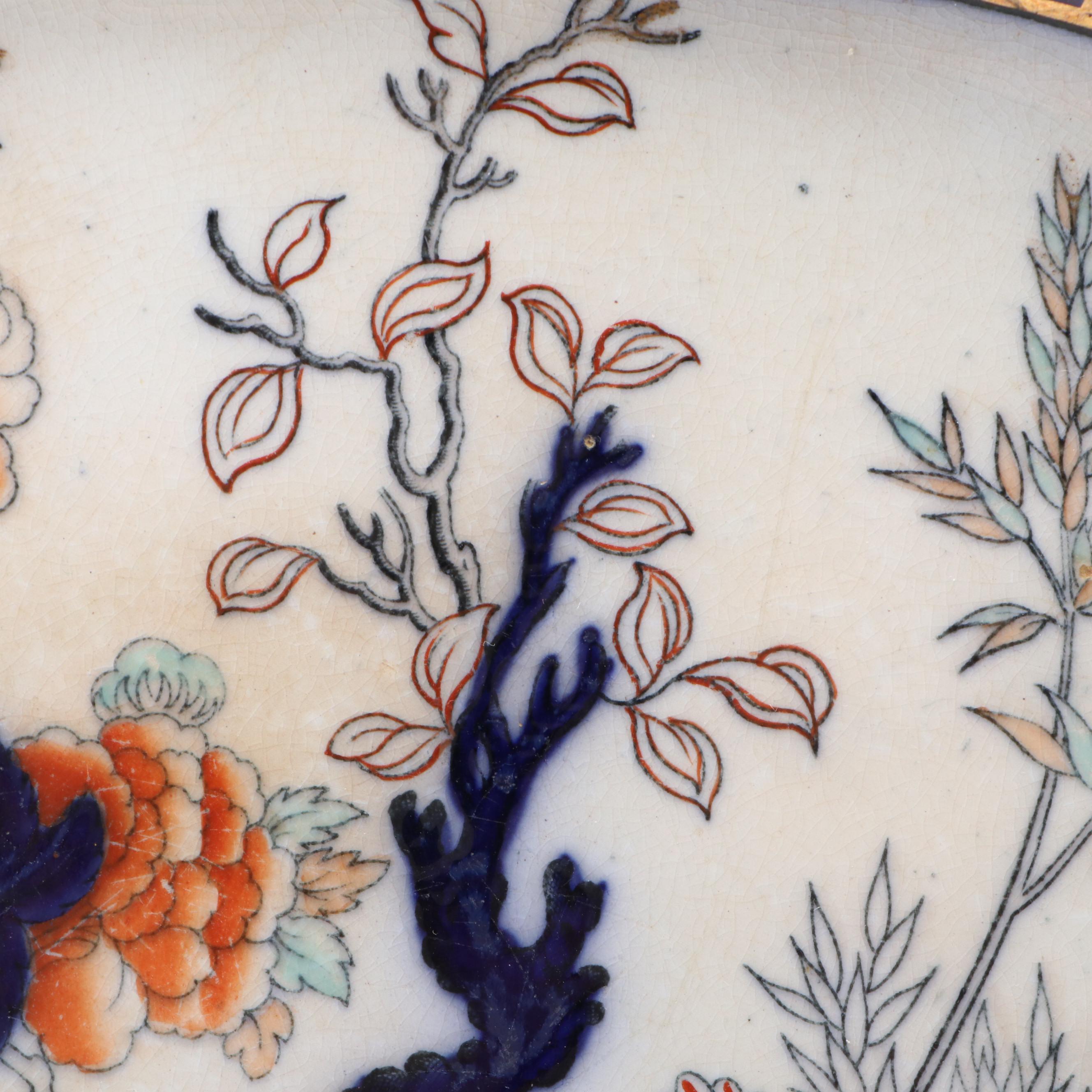 Pinder Bourne & Co. English Hand-Tinted Earthenware "Dresden" Platter, 1862-1882