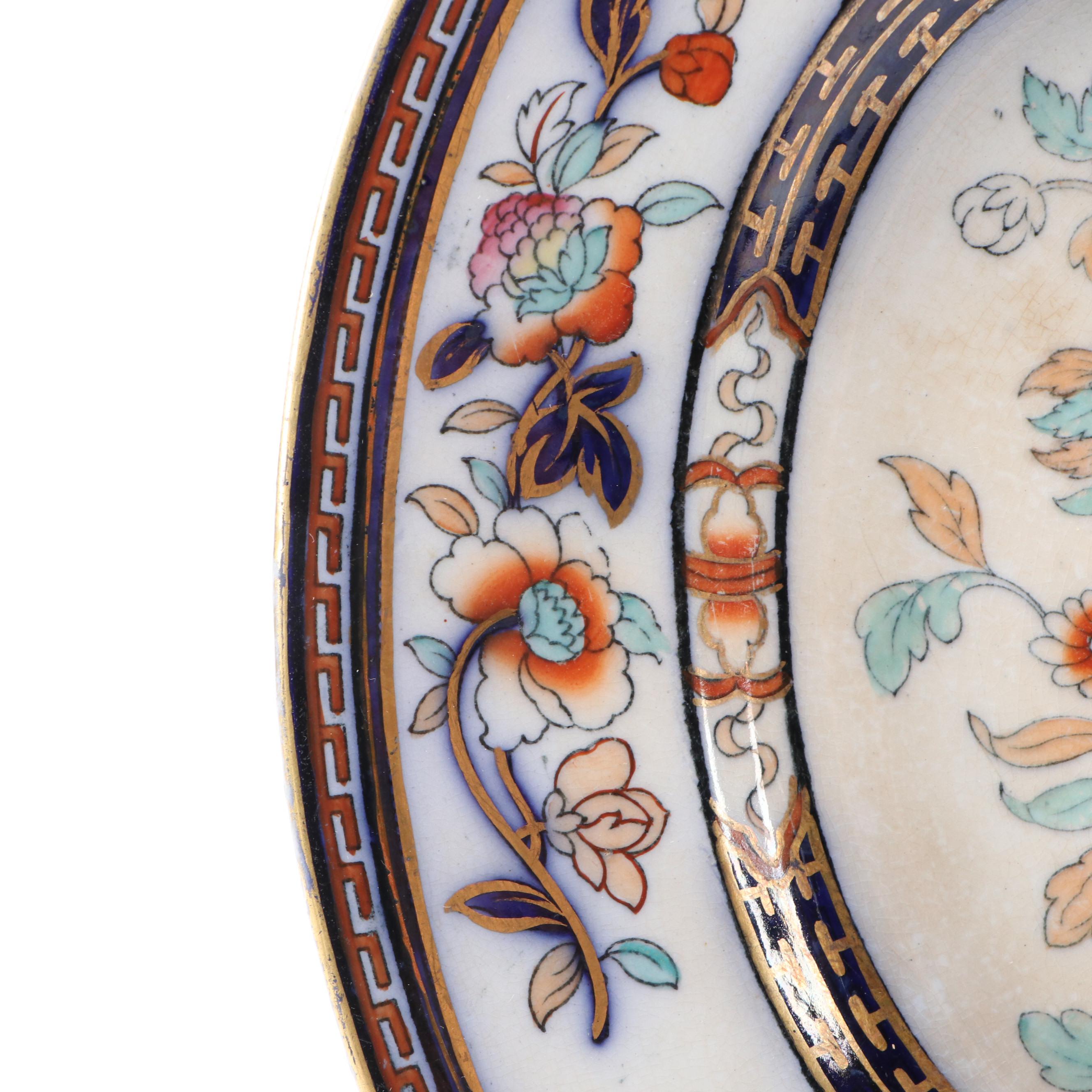 Pinder Bourne & Co. English Hand-Tinted Earthenware "Dresden" Platter, 1862-1882