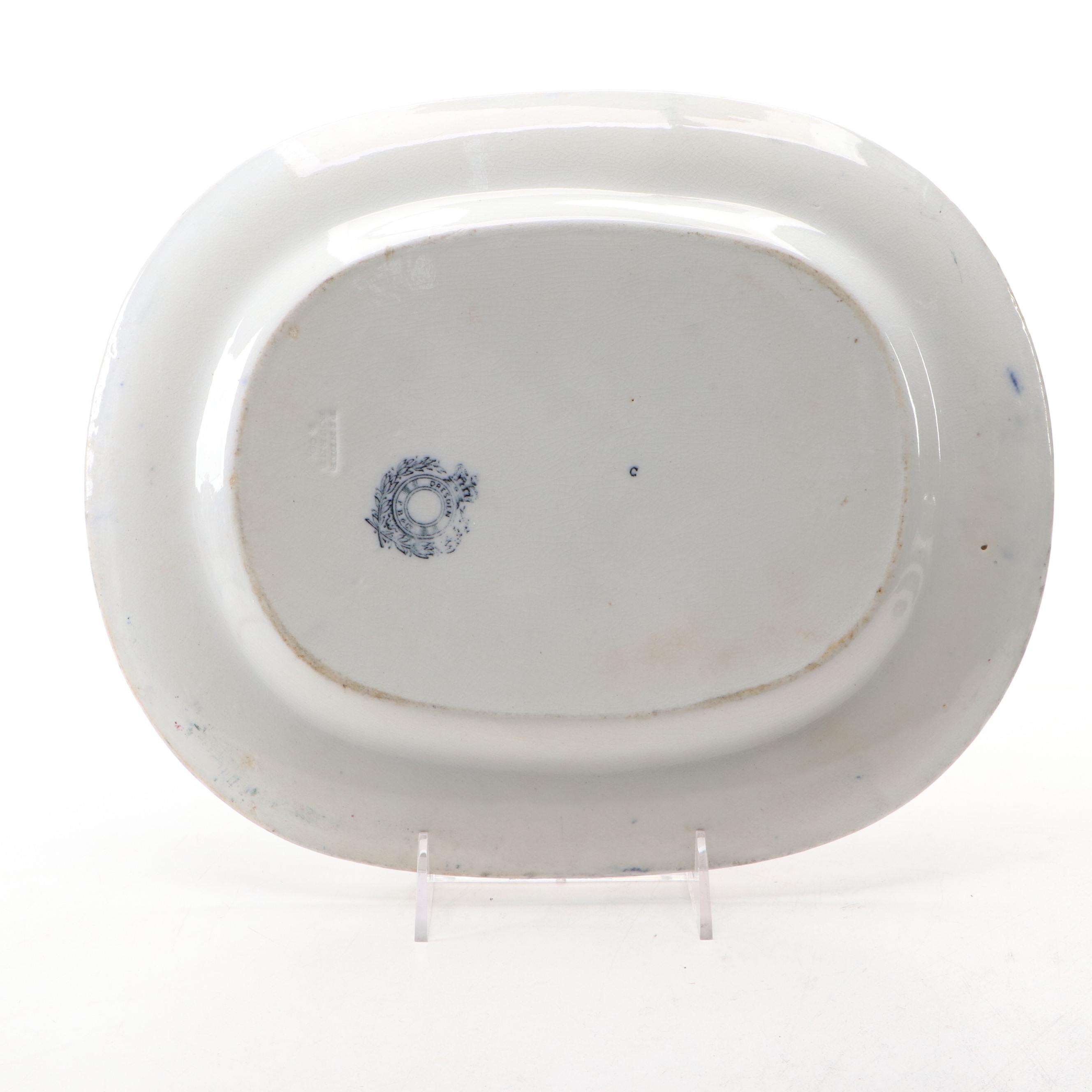 Pinder Bourne & Co. English Hand-Tinted Earthenware "Dresden" Platter, 1862-1882