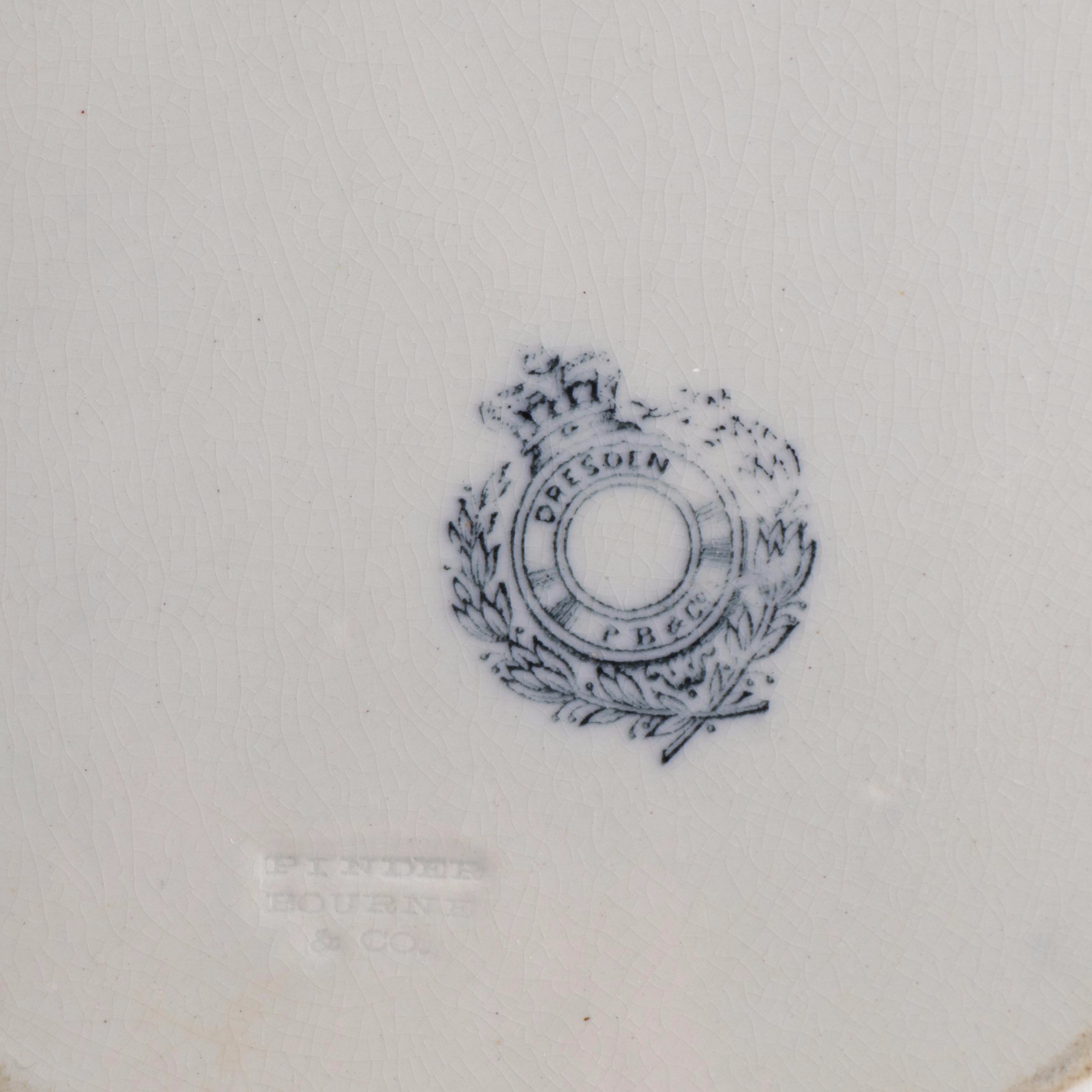 Pinder Bourne & Co. English Hand-Tinted Earthenware "Dresden" Platter, 1862-1882