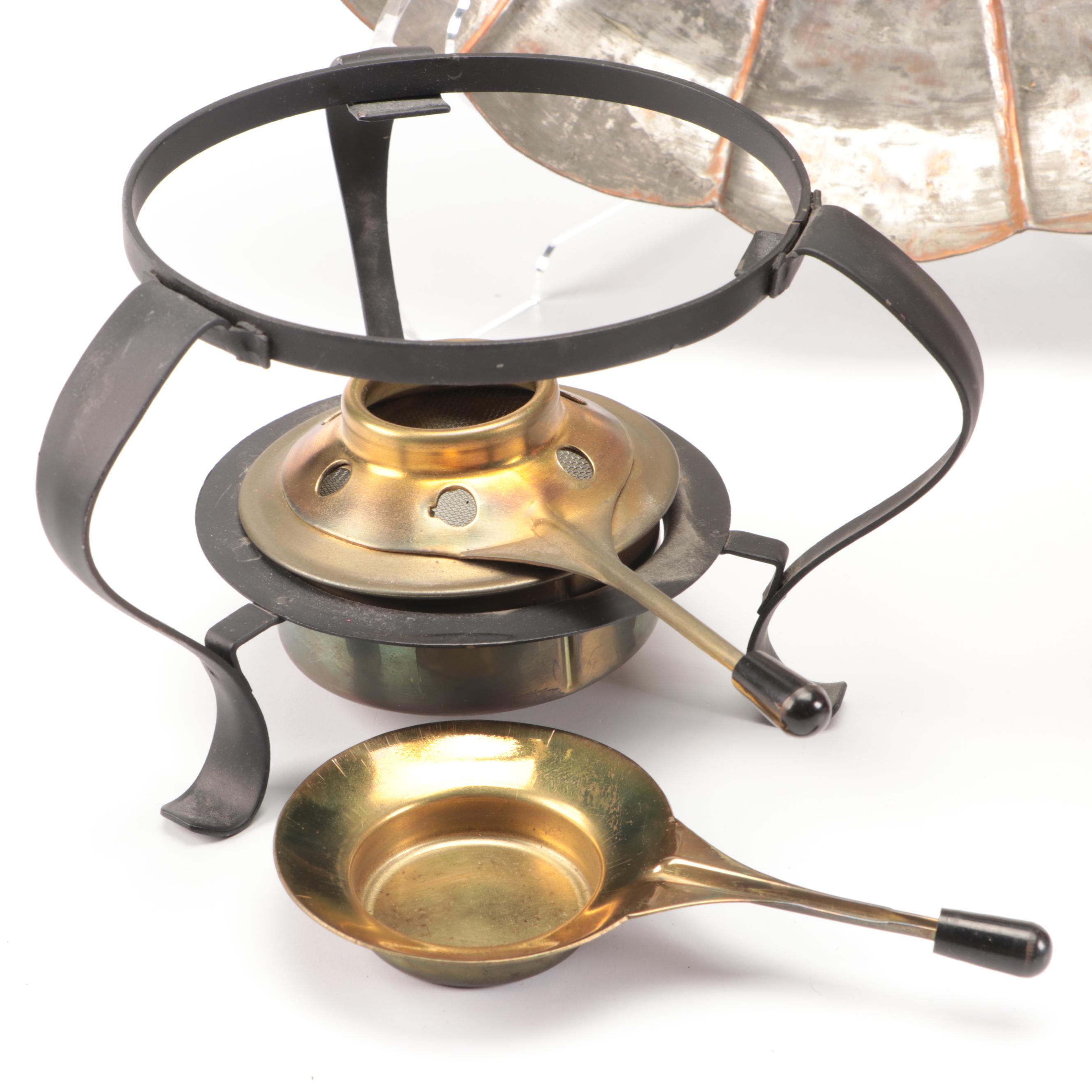 Scalloped Copper Bowl, Copper Chafing Dishes, and More Serveware