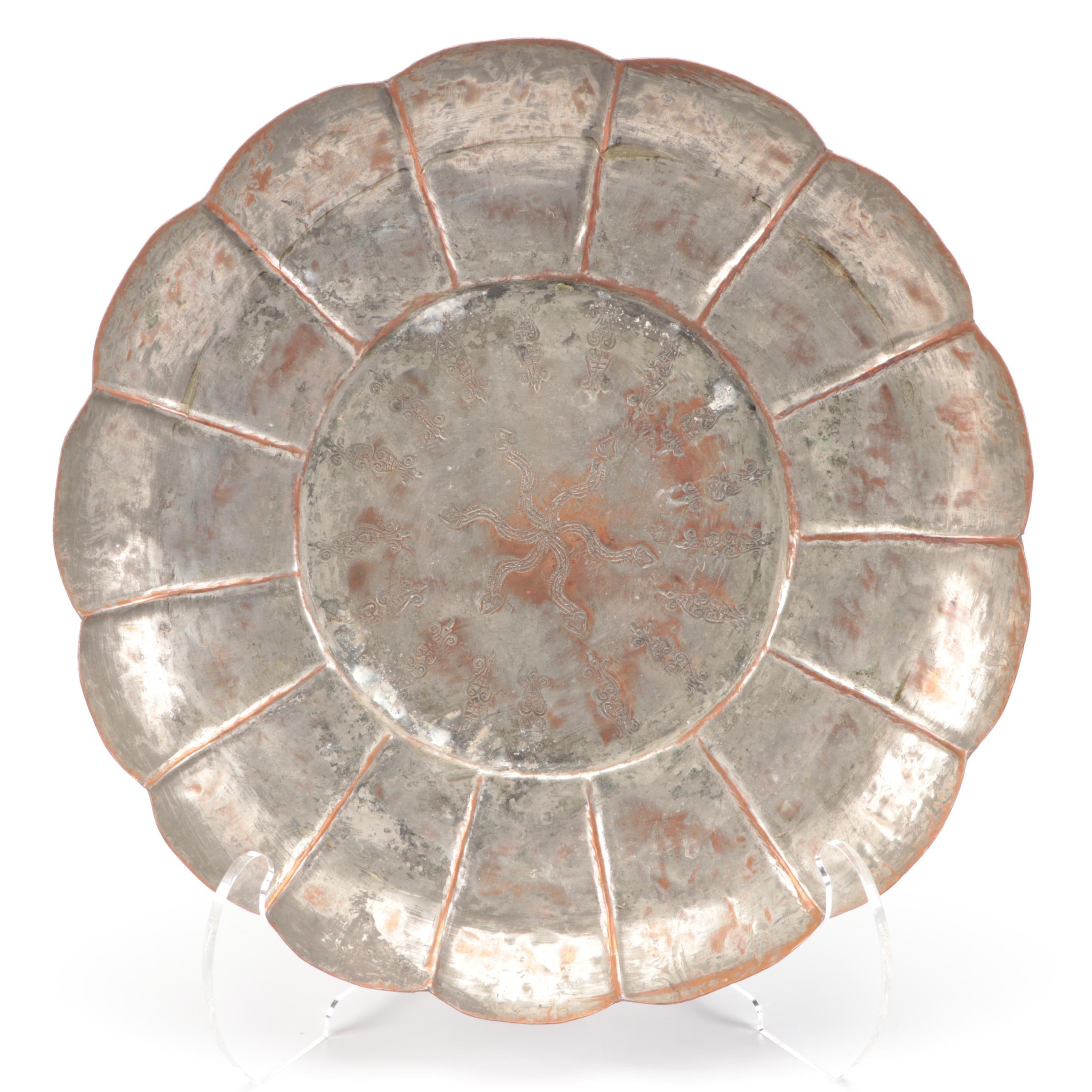 Scalloped Copper Bowl, Copper Chafing Dishes, and More Serveware