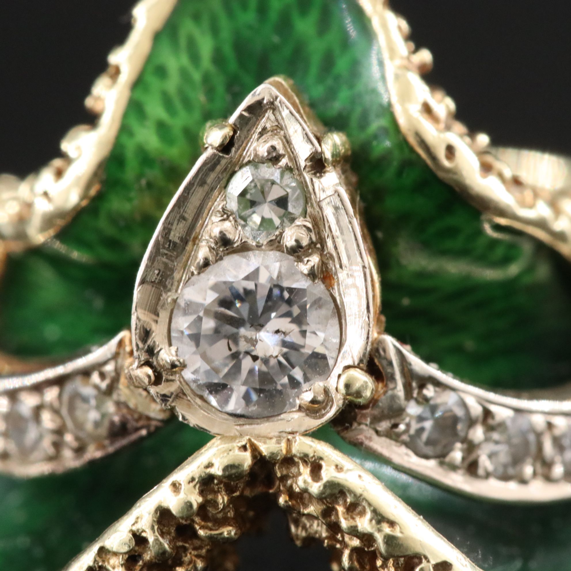 14K Two-Tone Diamond and Enamel Ring