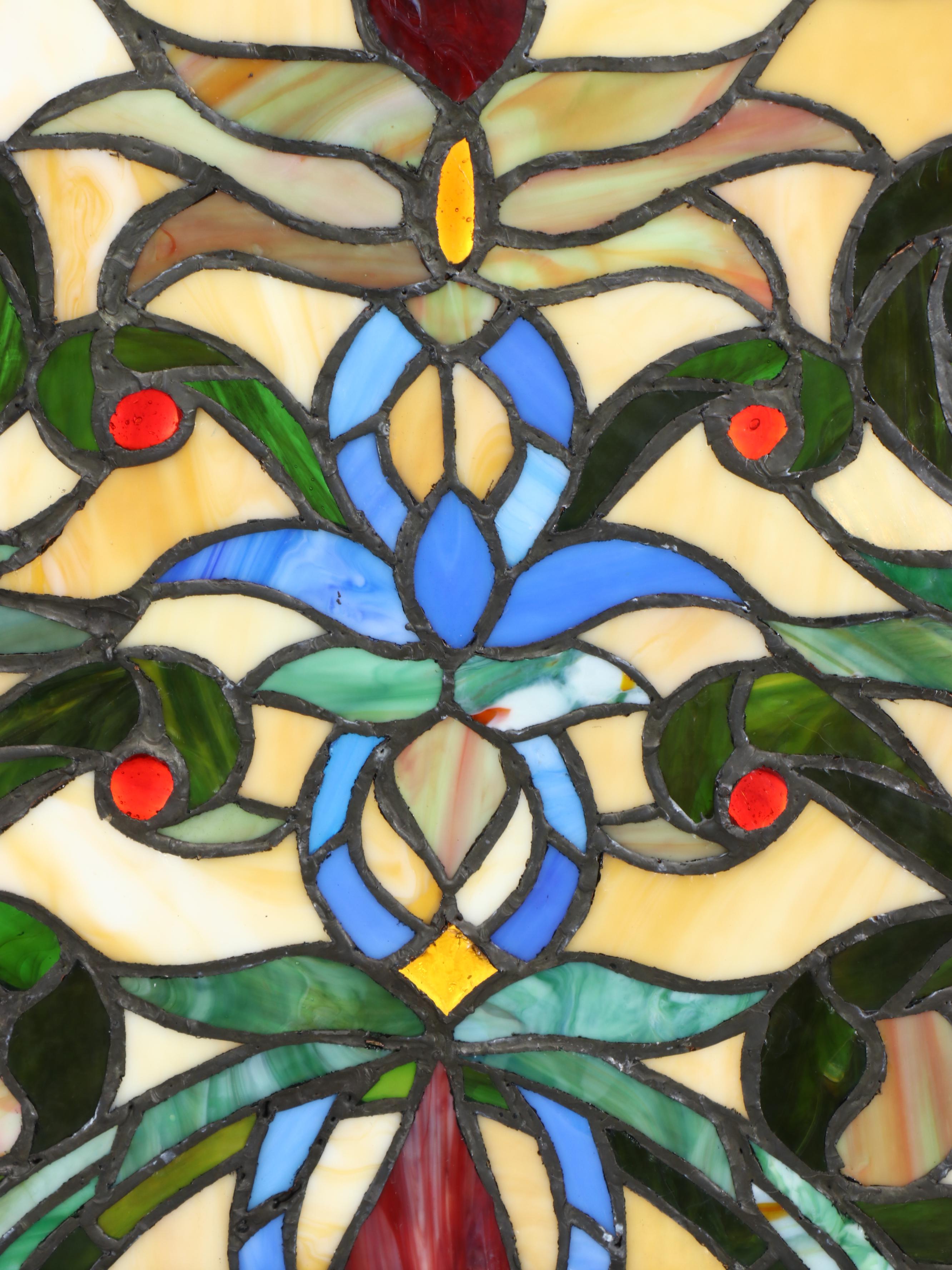 Victorian Style Floral Stained Glass Fireplace Screen, 21st Century