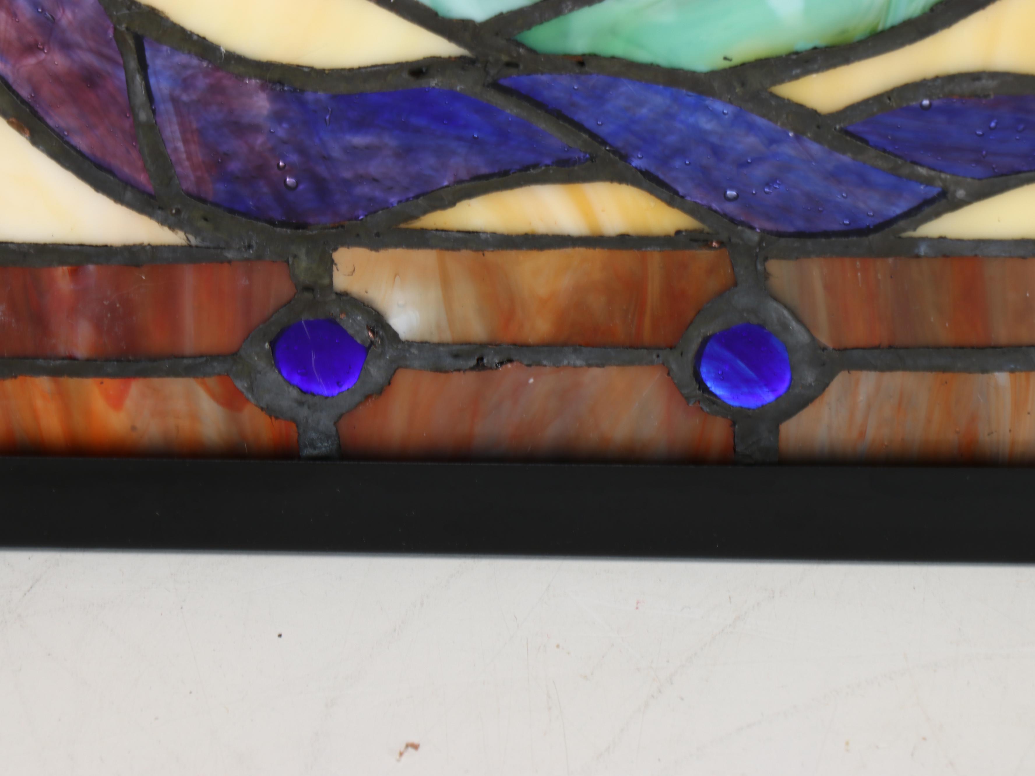 Victorian Style Floral Stained Glass Fireplace Screen, 21st Century