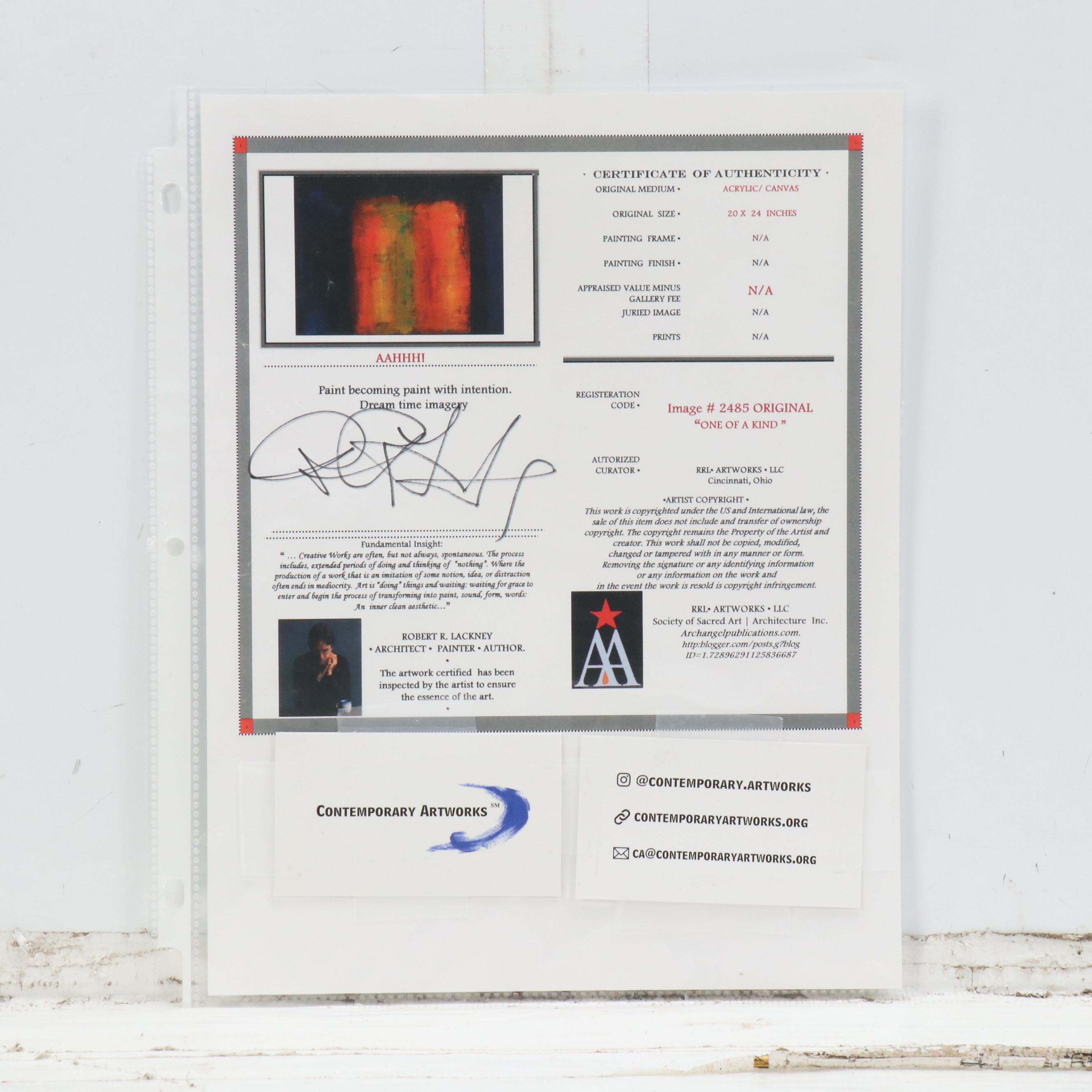 Robert R. Lackney Abstract Acrylic Painting "One of a Kind"