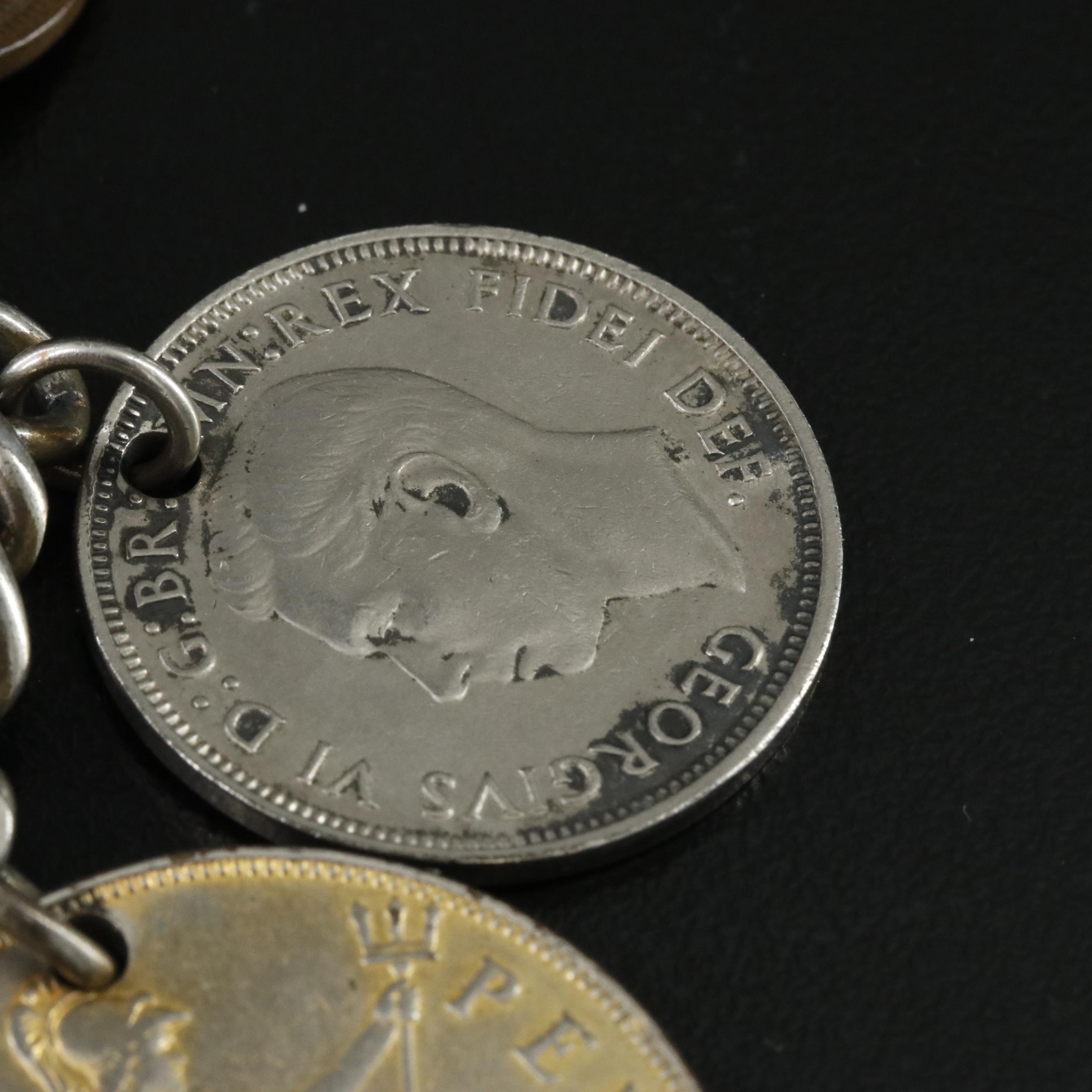 Vintage Foreign Coin Bracelets and Brooch