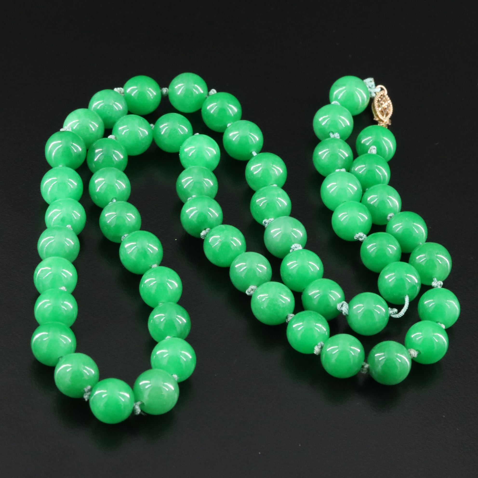 Jadeite Necklace with 14K Clasp
