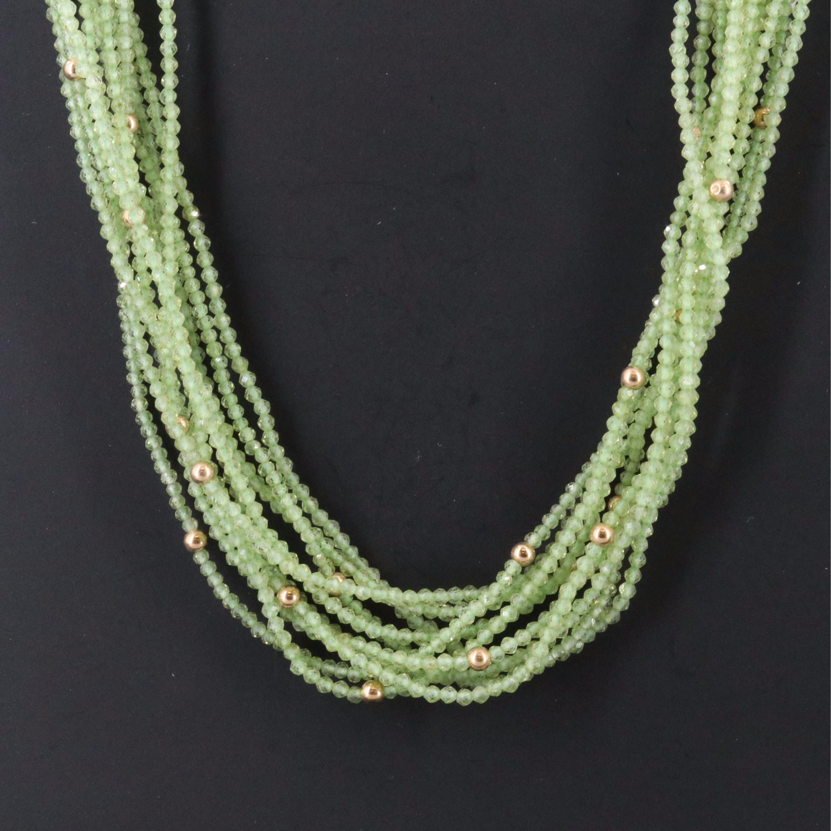 14K Peridot Multi-Strand Necklace