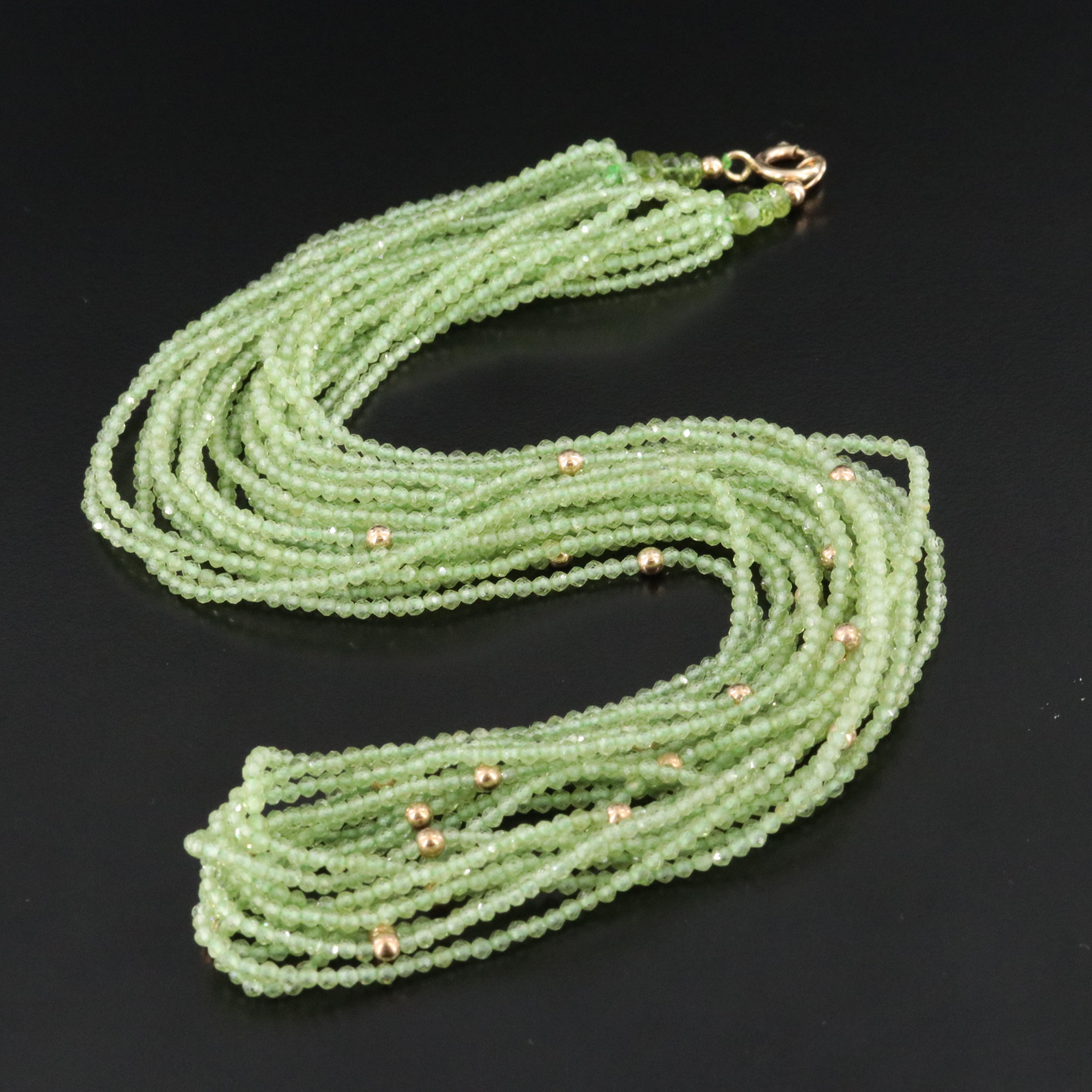 14K Peridot Multi-Strand Necklace