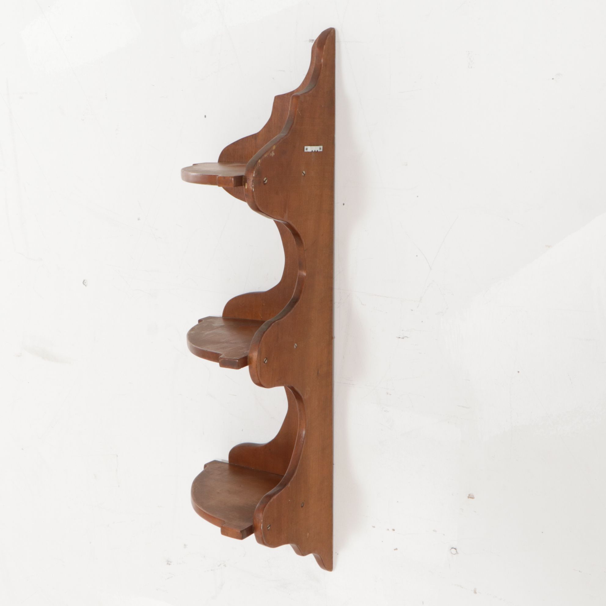 Three-Tiered Wood Carved Corner Shelf for Wall Mounting