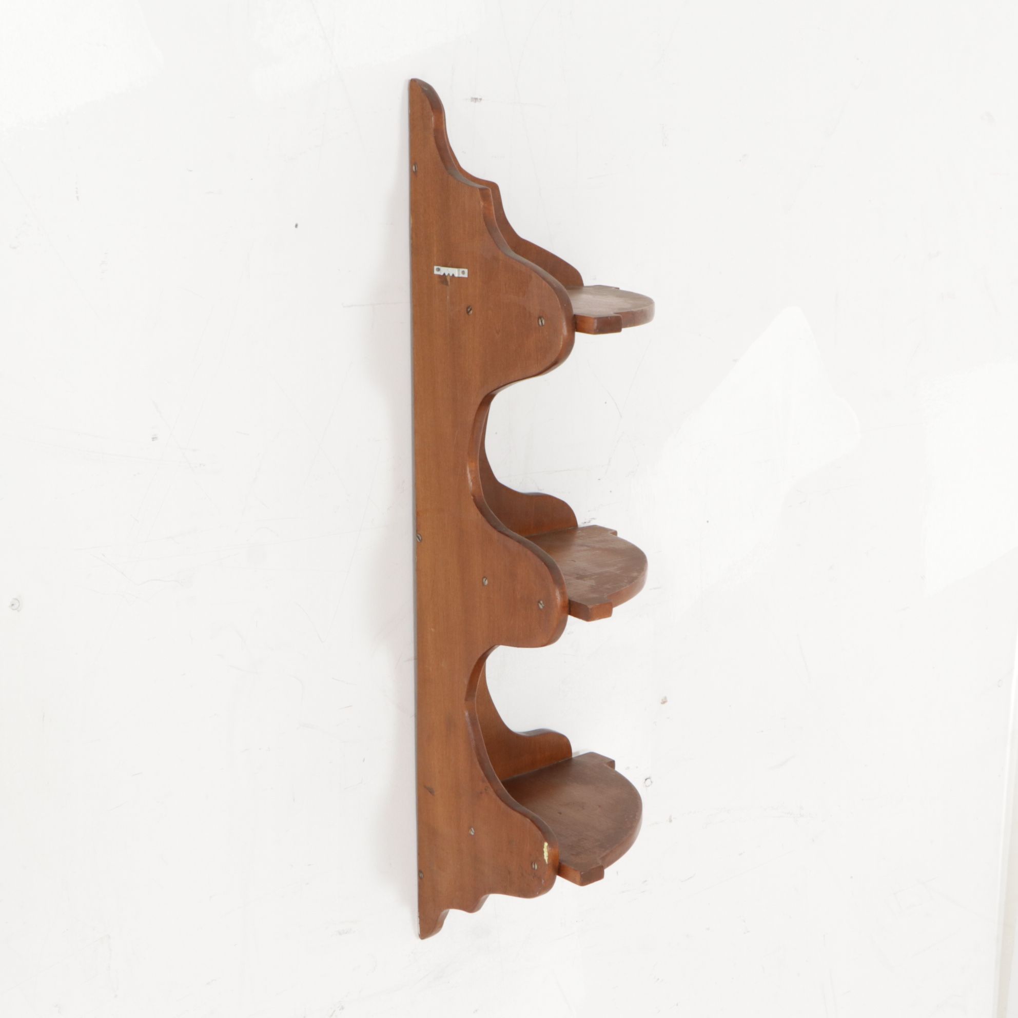Three-Tiered Wood Carved Corner Shelf for Wall Mounting