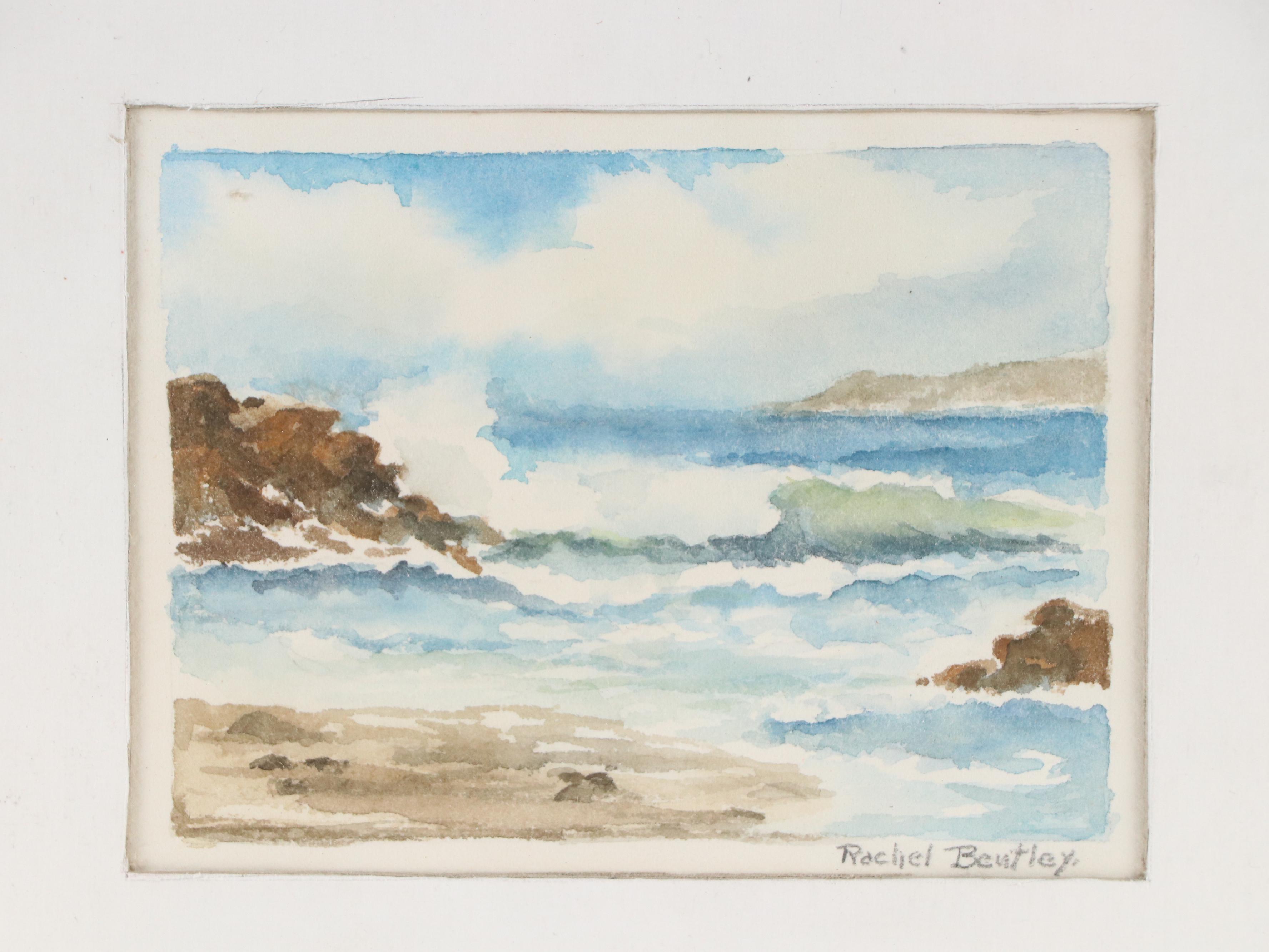 Rachel Bentley Coastal Landscape Watercolor Painting, 20th Century