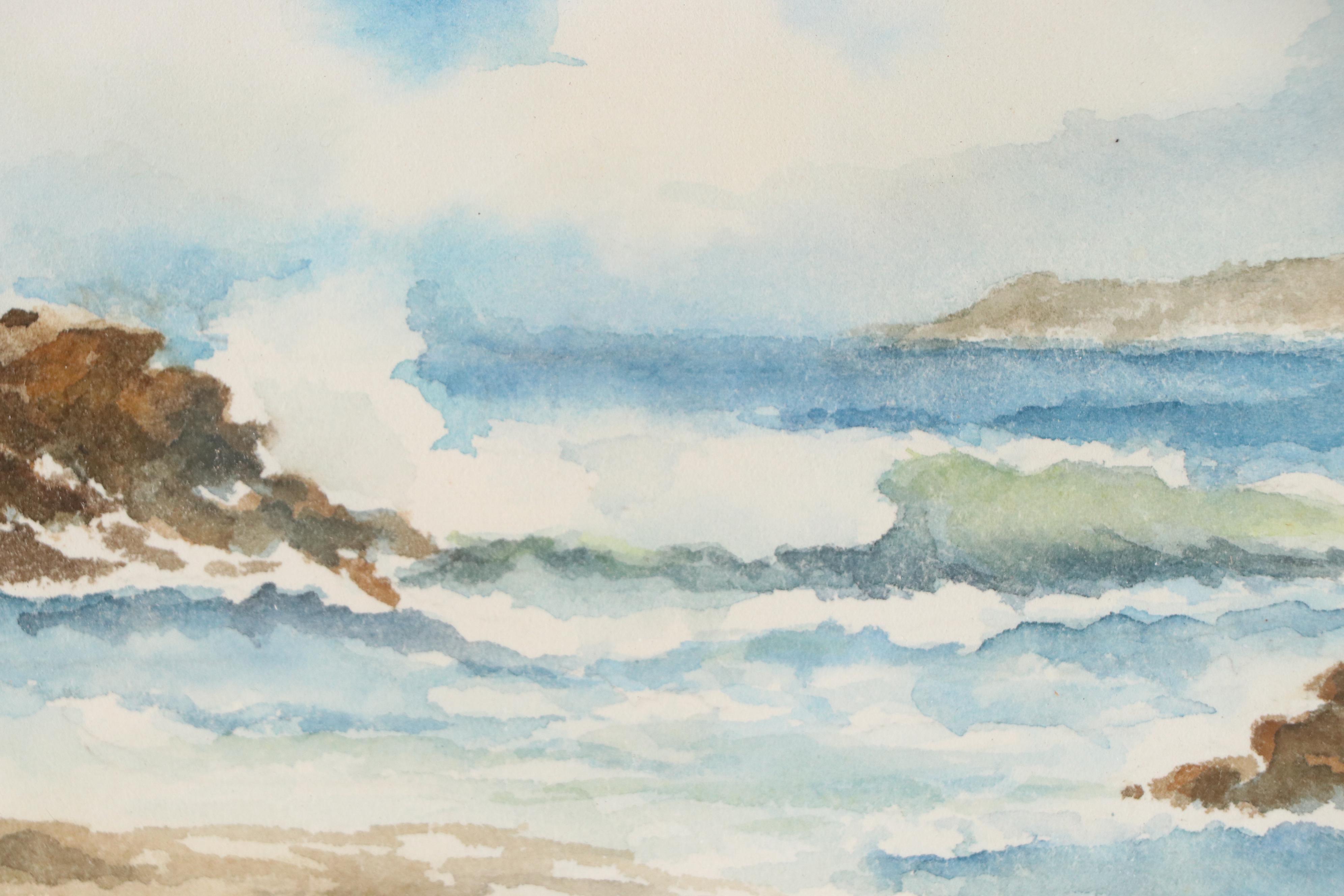 Rachel Bentley Coastal Landscape Watercolor Painting, 20th Century