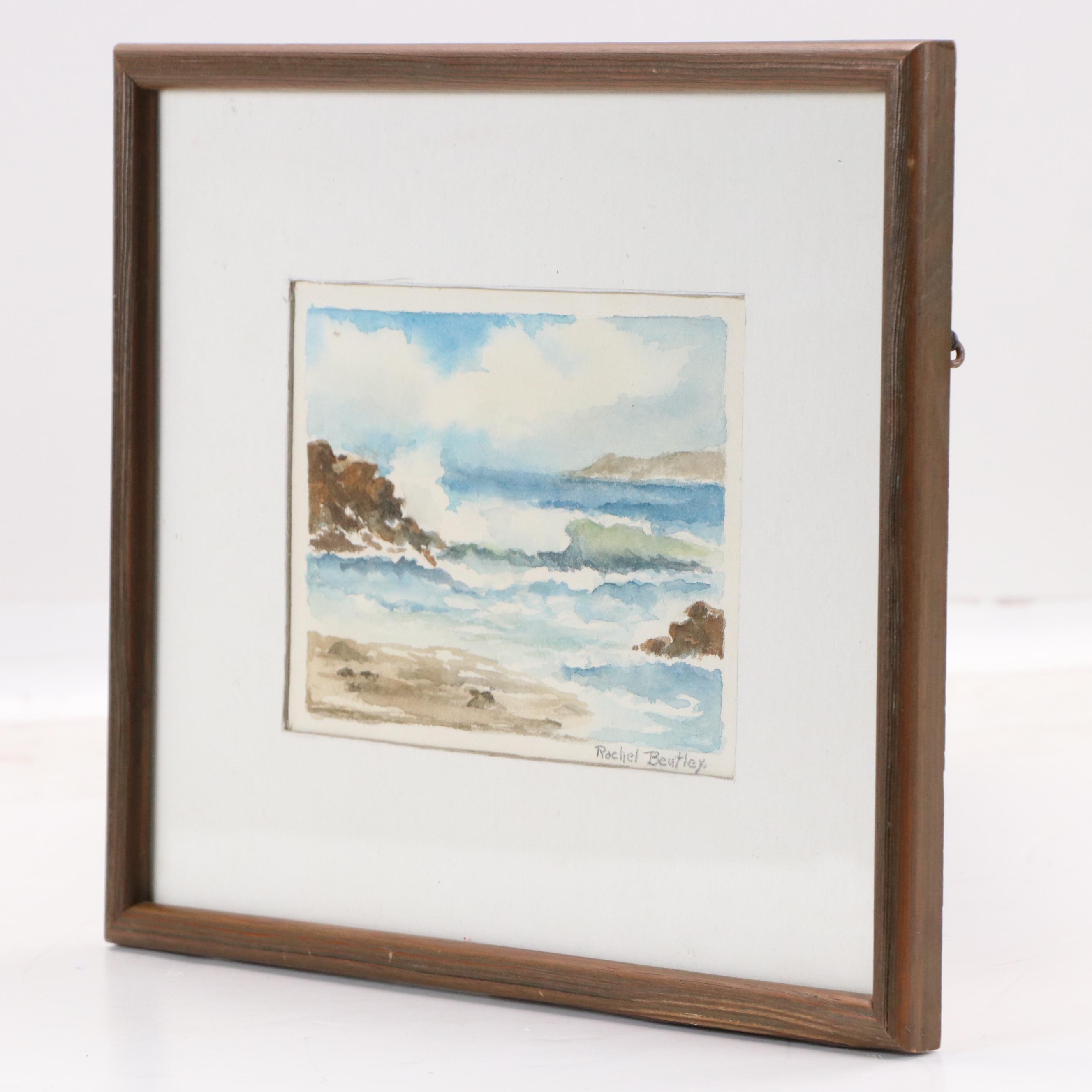 Rachel Bentley Coastal Landscape Watercolor Painting, 20th Century