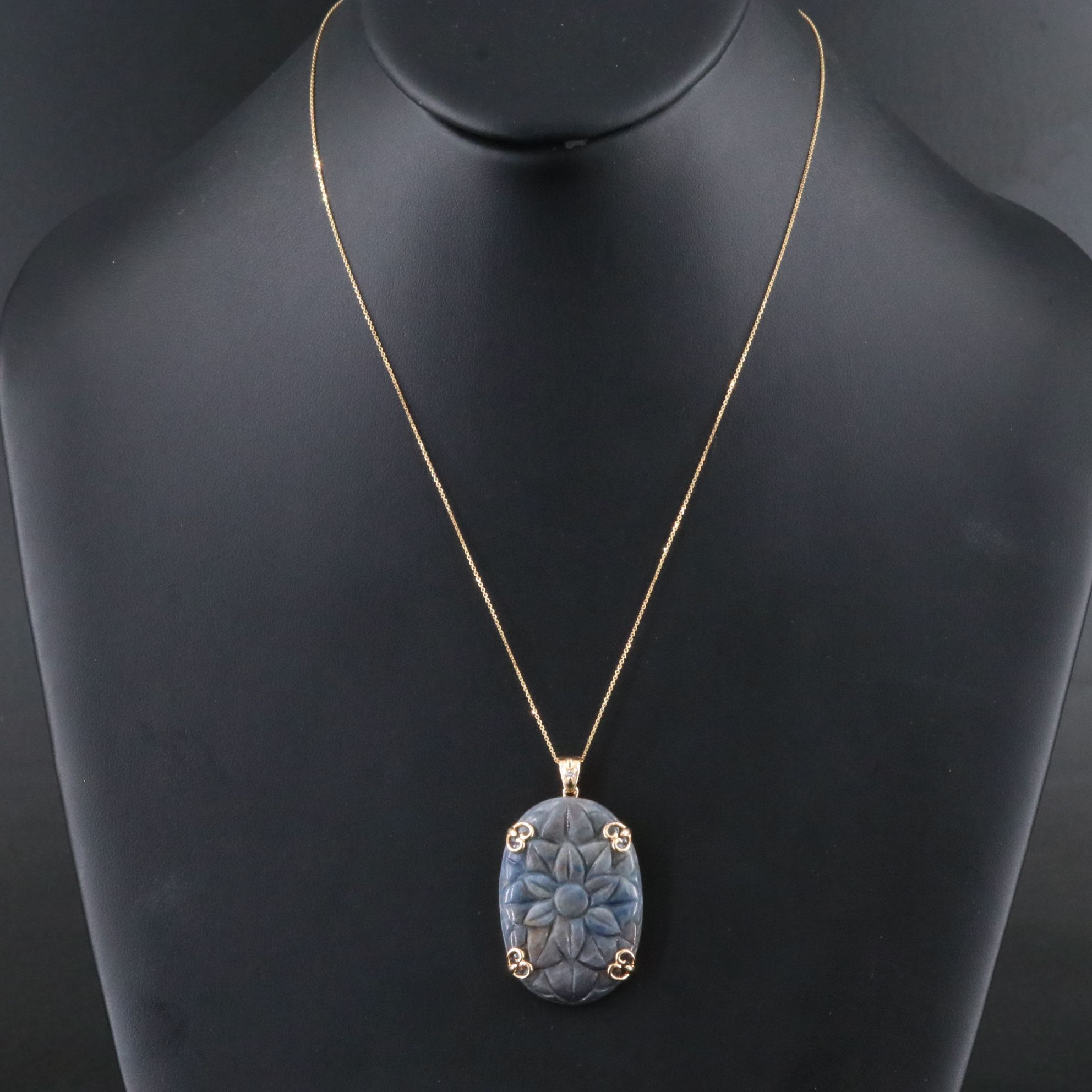 Chromia 14K 62.36 CT Sapphire Enhancer Pendant Necklace with Diamond Accent