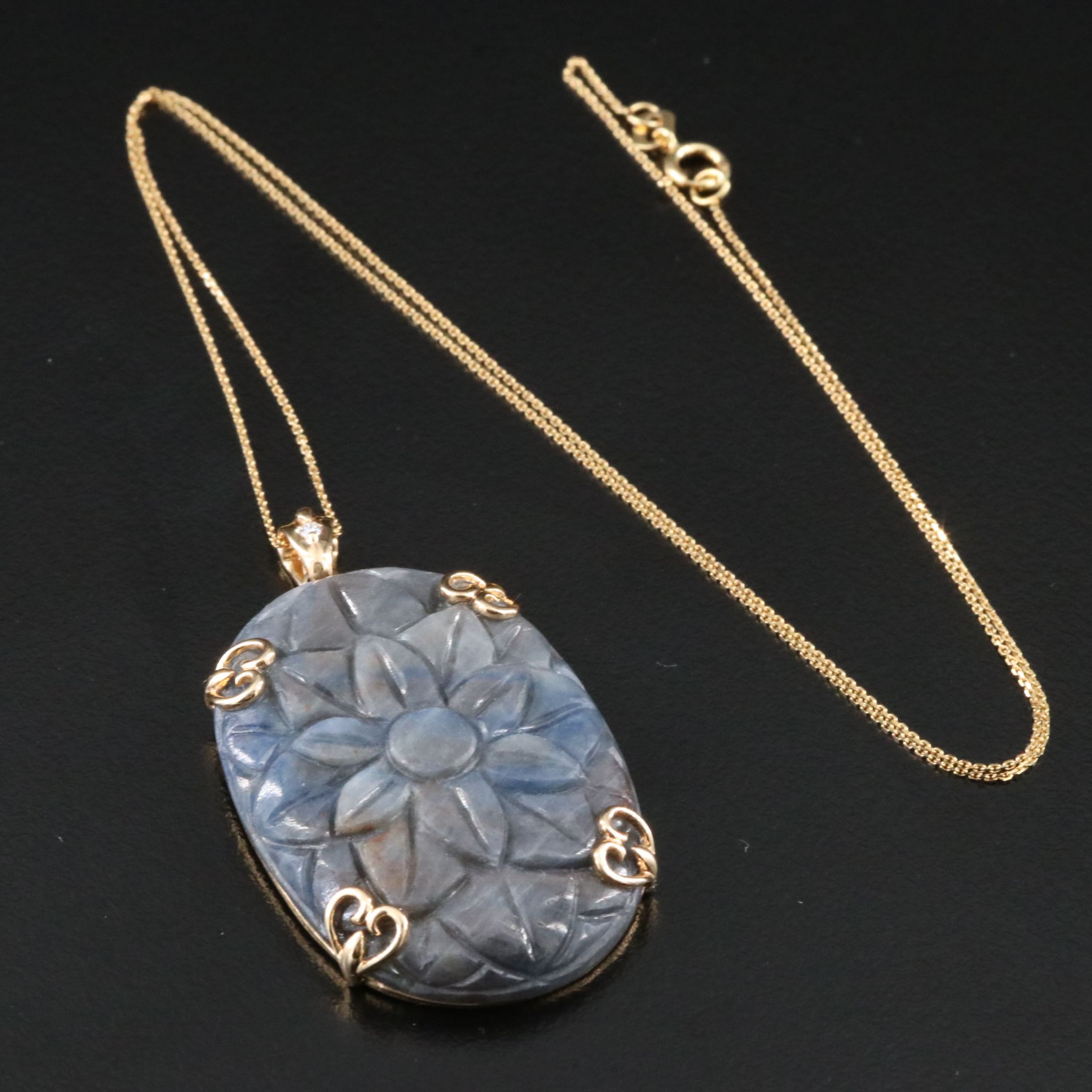 Chromia 14K 62.36 CT Sapphire Enhancer Pendant Necklace with Diamond Accent