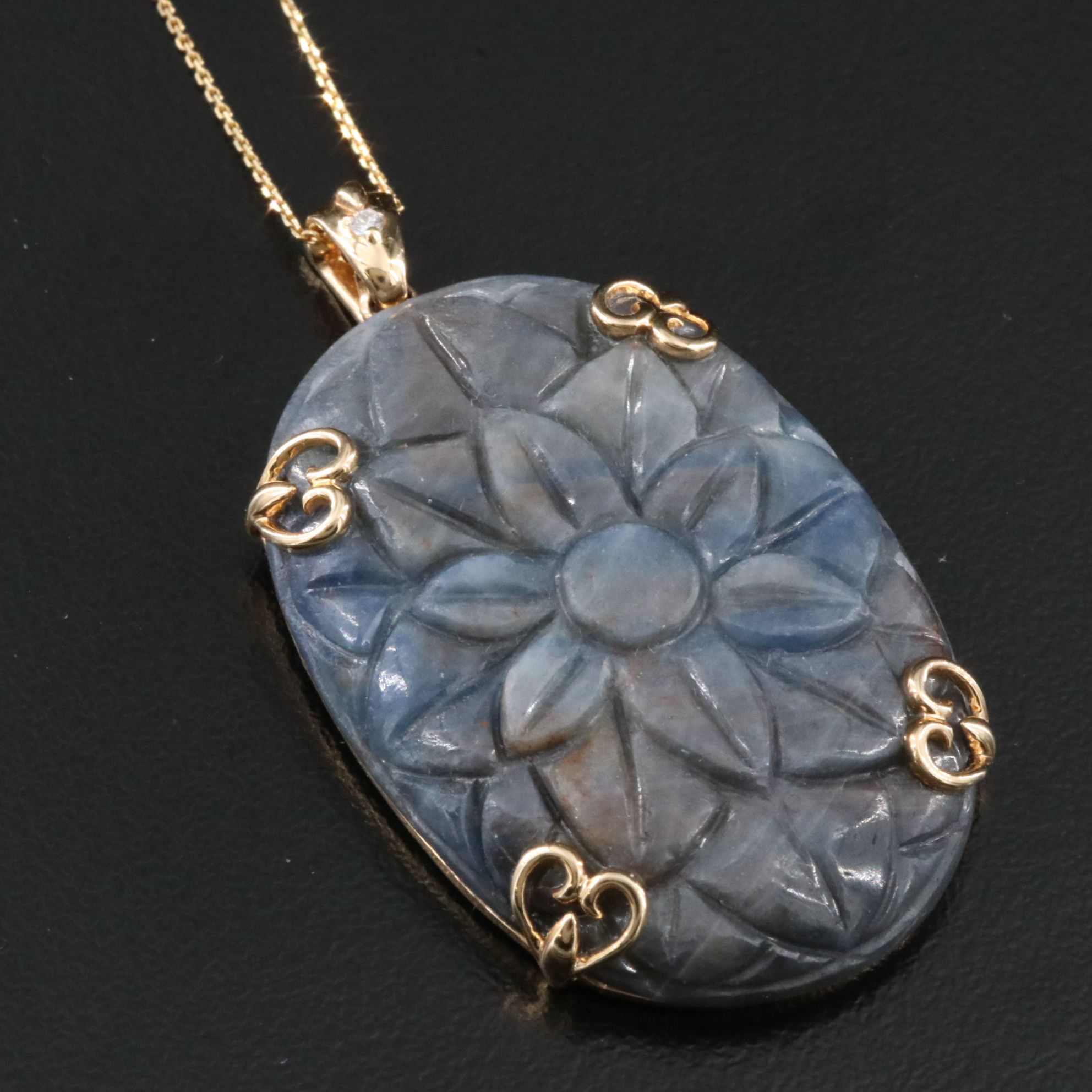 Chromia 14K 62.36 CT Sapphire Enhancer Pendant Necklace with Diamond Accent