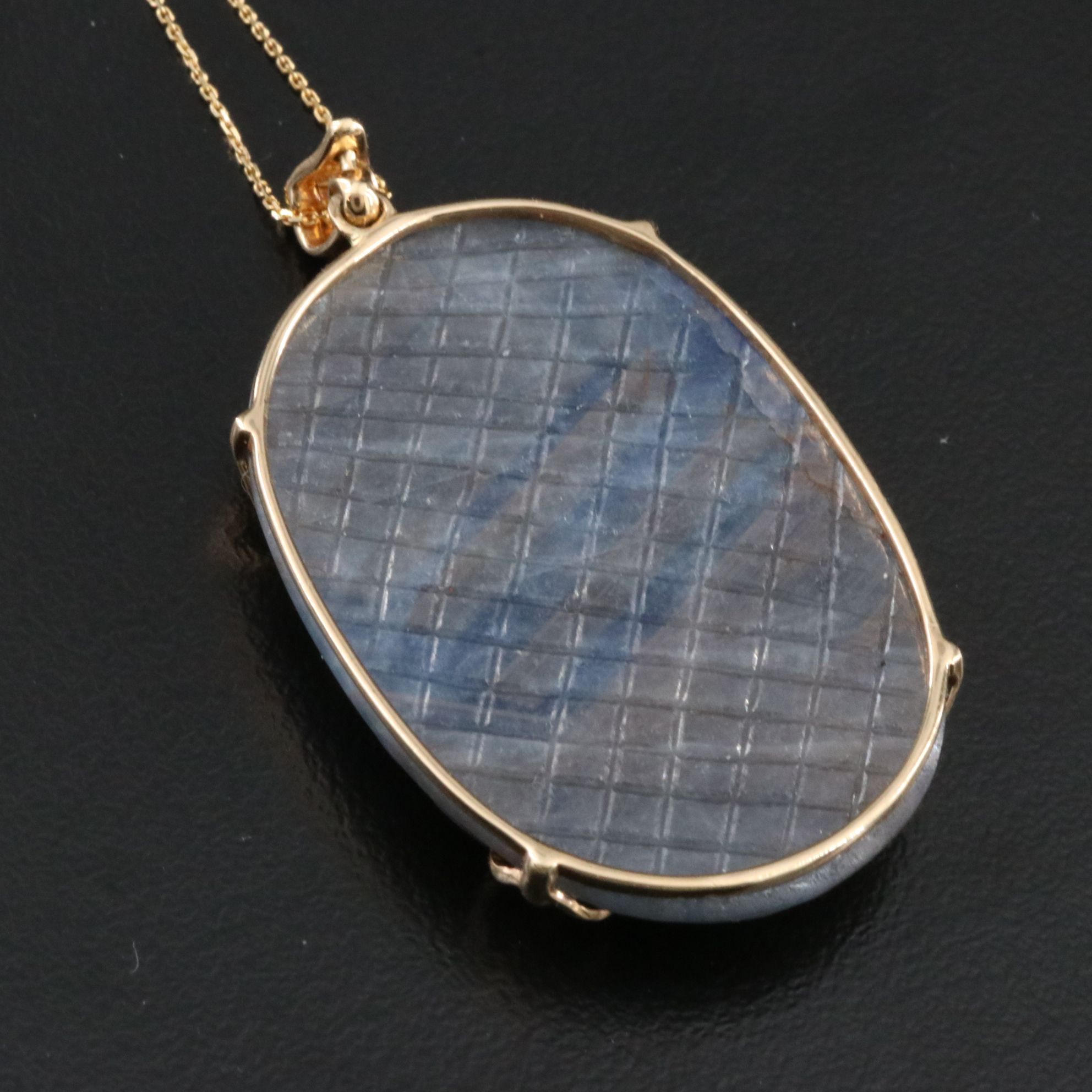 Chromia 14K 62.36 CT Sapphire Enhancer Pendant Necklace with Diamond Accent