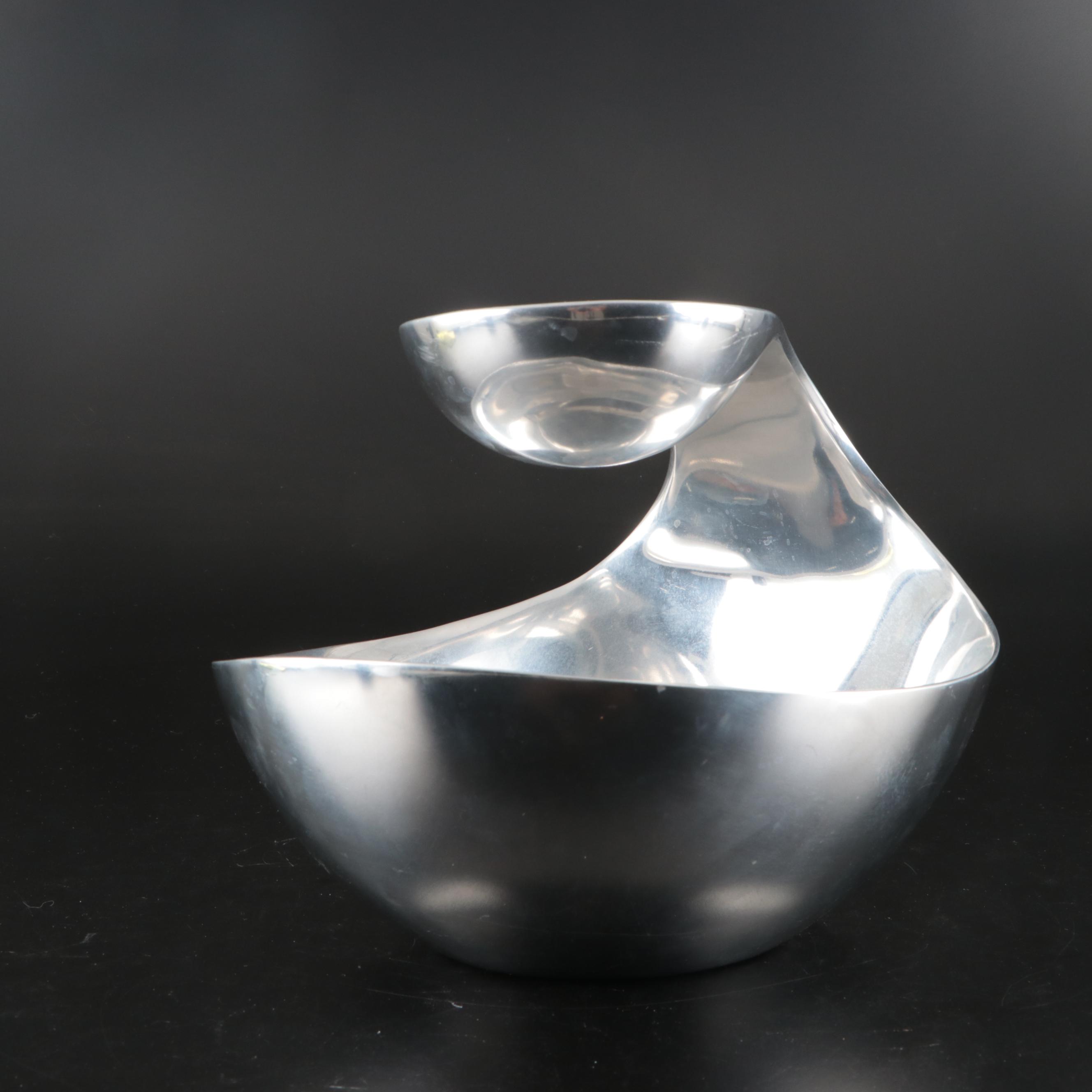 Nambé "Scoop" Chip and Dip Bowl and Ice Bucket with Wooden Lid