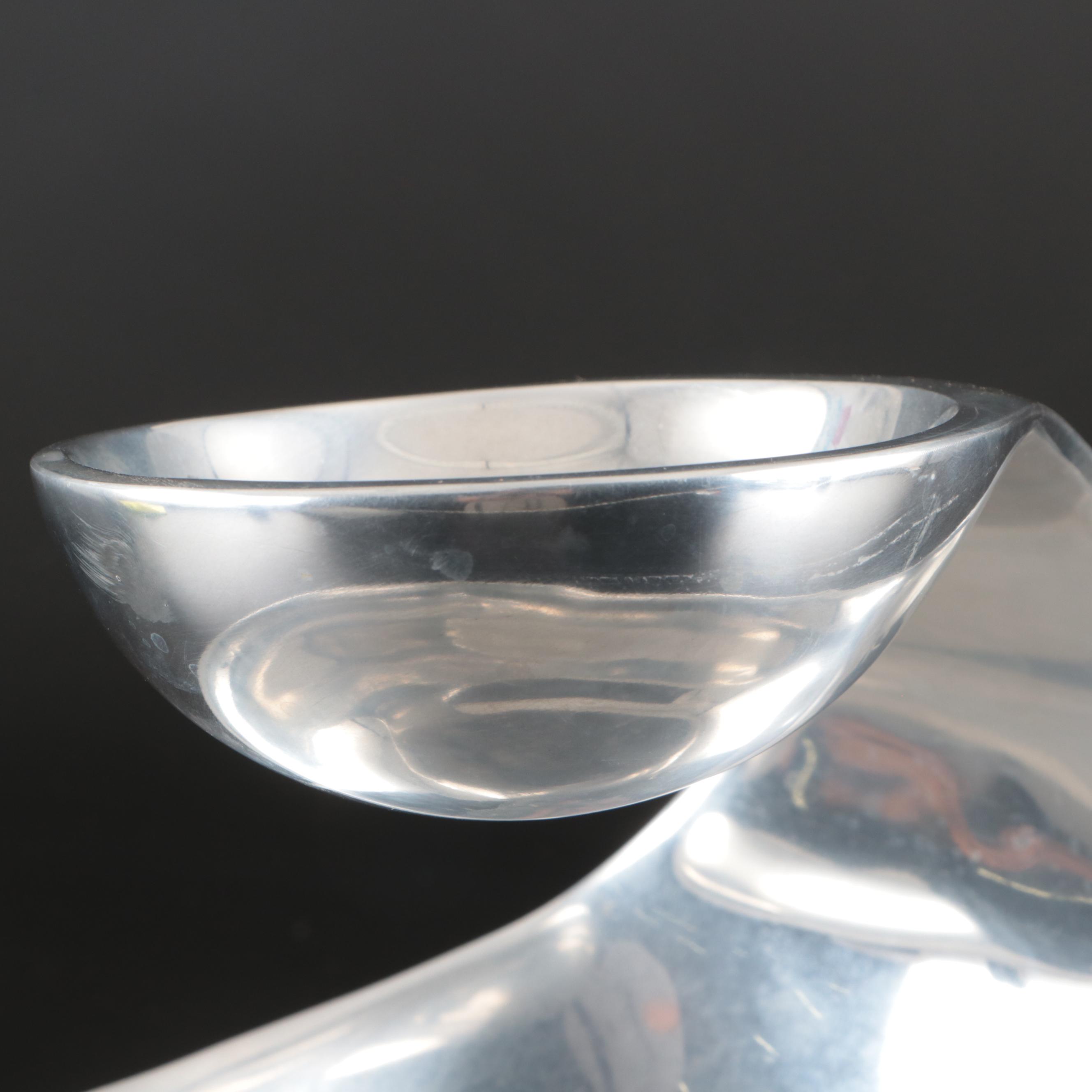 Nambé "Scoop" Chip and Dip Bowl and Ice Bucket with Wooden Lid